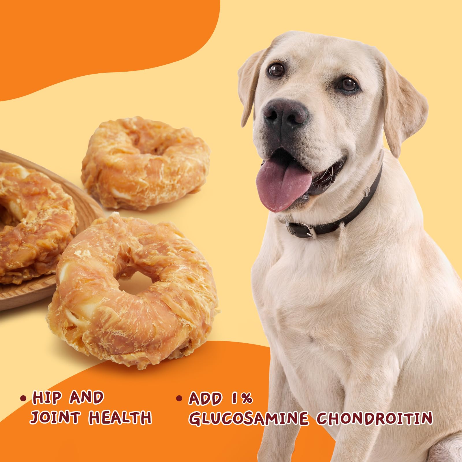 Premium Long-Lasting Dog Treats - Chicken Wrapped Rawhide Donuts for Medium & Large Dogs | Natural Chewy Chews for Dental Health | Perfect for Training Rewards & Playtime Snacks