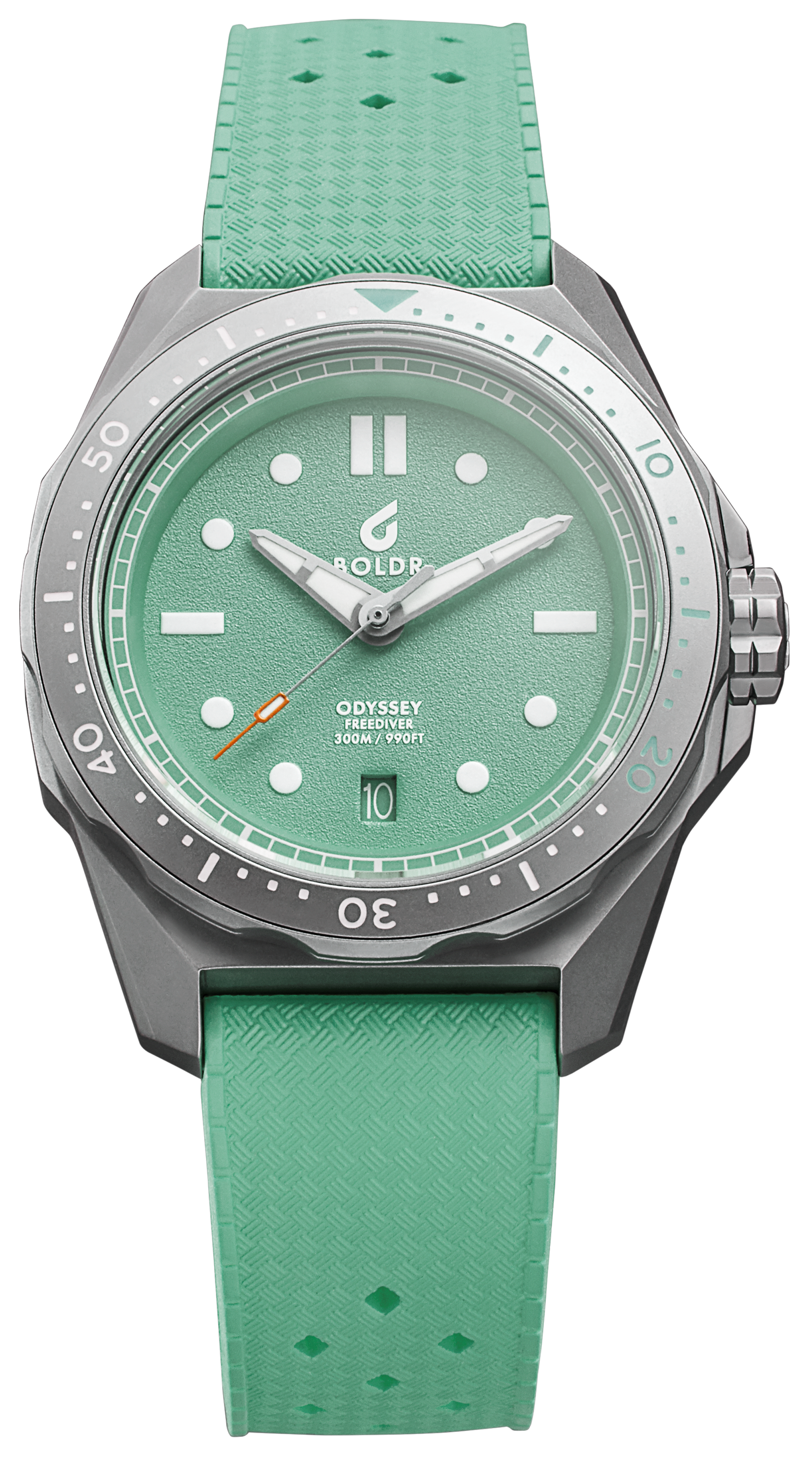 BOLDR Odyssey Freediver Mint Green Diver Watch - Waterproof 200M, Stainless Steel, Automatic Movement for Men - Perfect for Scuba Diving, Swimming & Outdoor Adventures
