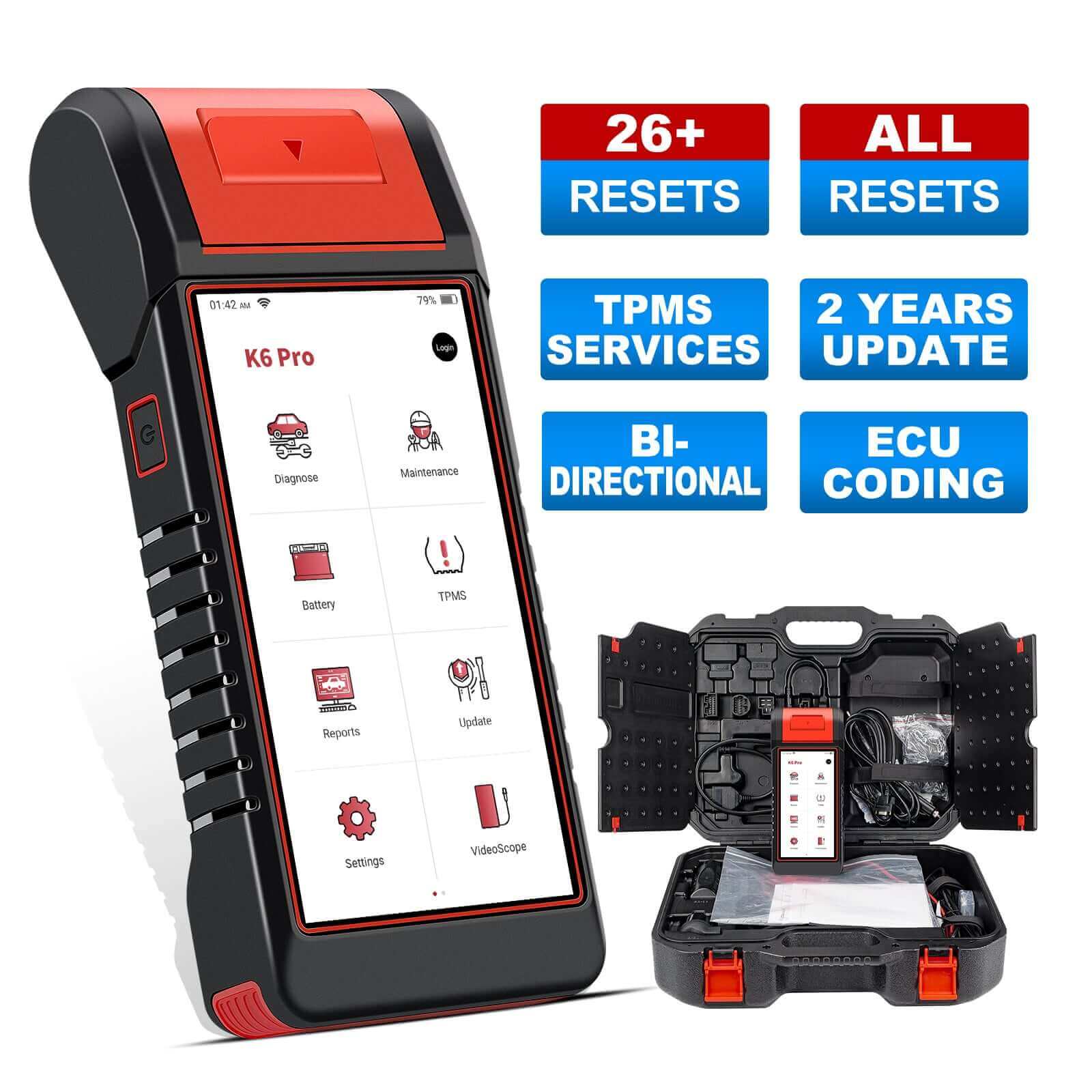 KINGBOLEN K6 PRO Automotive Battery Tester & TPMS Diagnostic Scanner with Printer | Free 2-Year Updates | K7 Upgrade Version | For Car Maintenance & Tire Pressure Monitoring