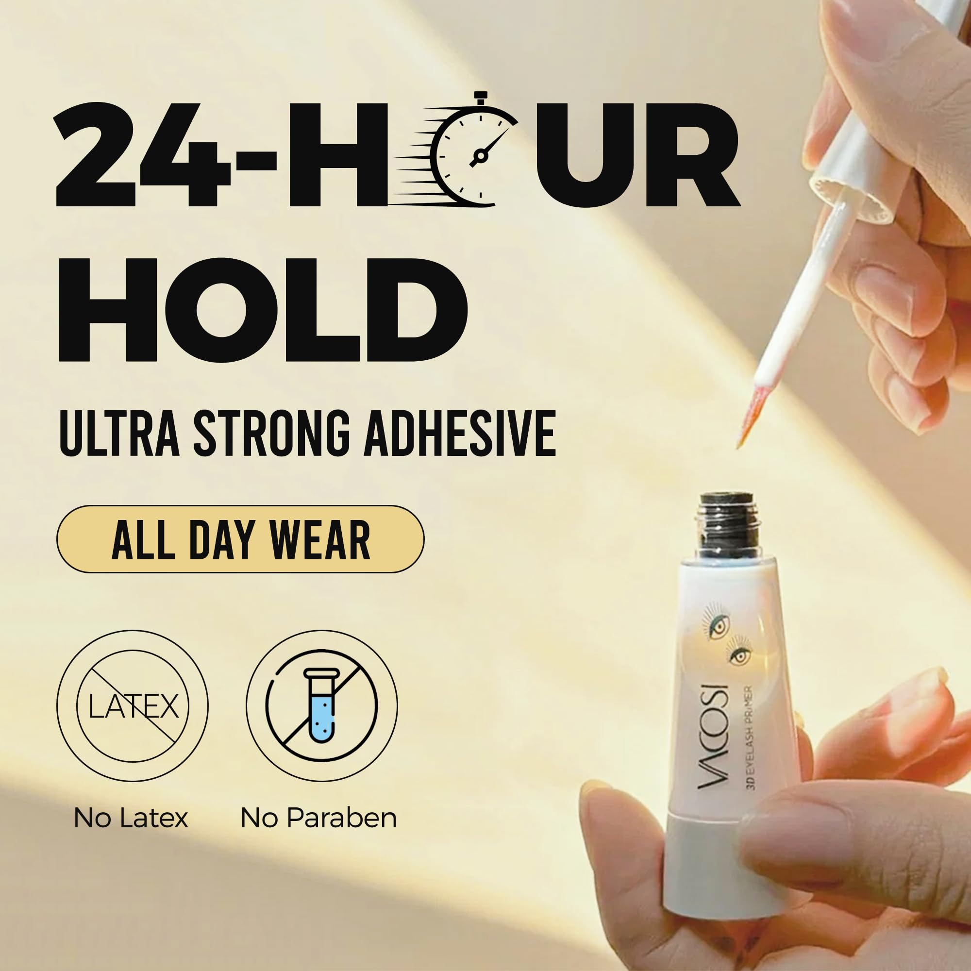 8ml Clear False Eyelash Glue - Super Strong Hold Waterproof Adhesive for Eyelash Extensions, Clusters & Strips | Latex-Free, Long Lasting Brush-On Formula | Perfect for Daily Wear, Special Occasions & Professional Use