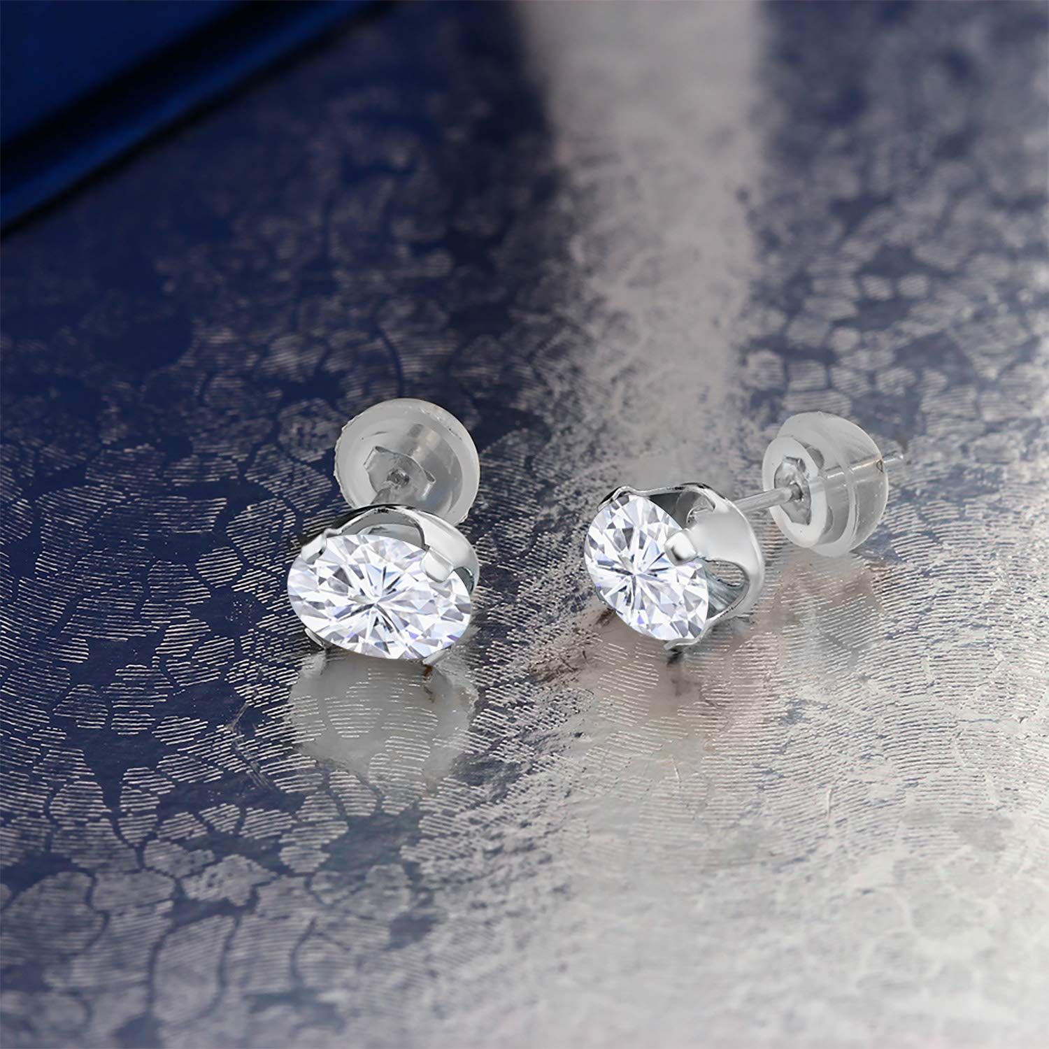 14K Yellow or White Gold 8X6MM Oval Birthstone Stud Earrings for Women & Men | Gem Stone King | Perfect Gift for Birthday, Anniversary & Special Occasions
