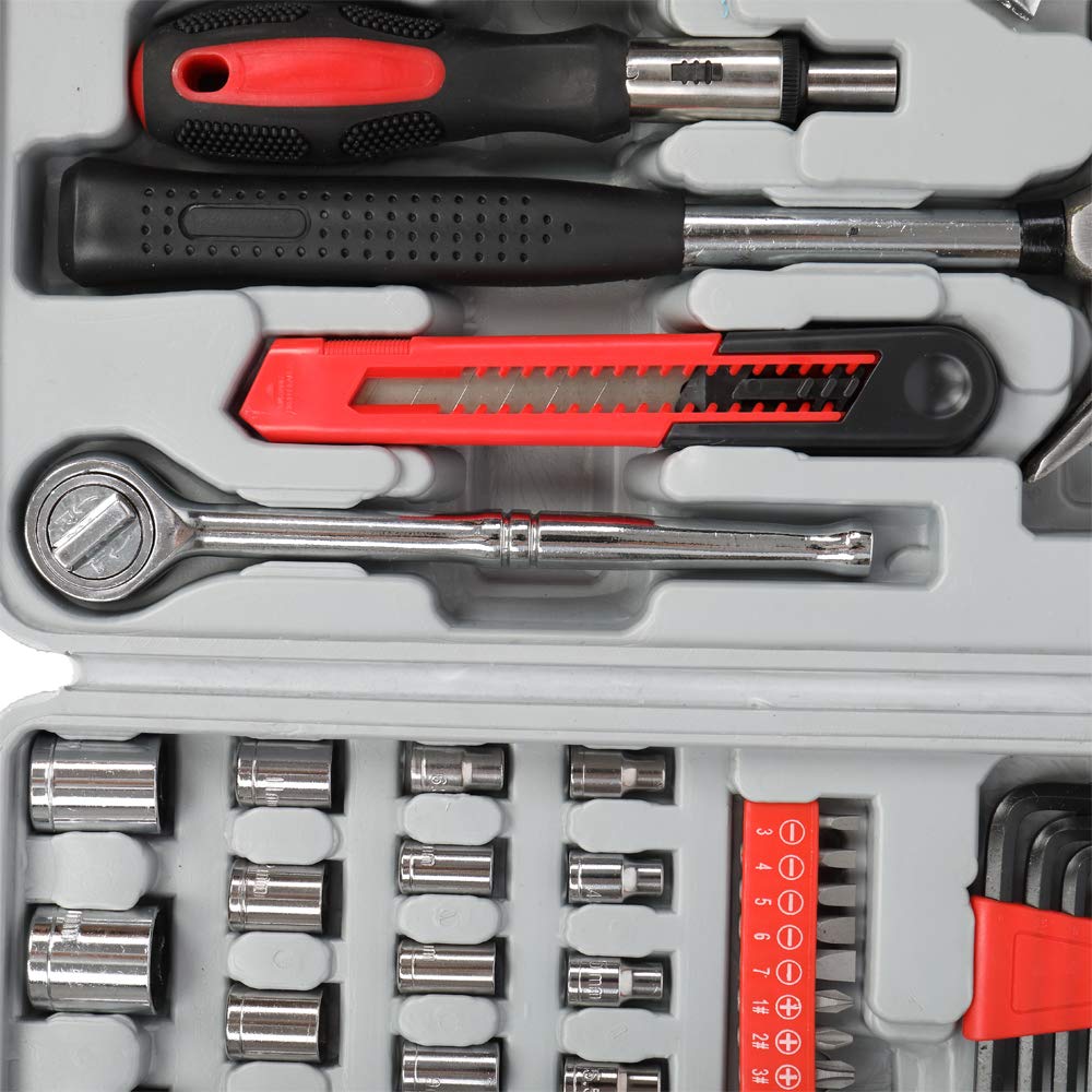 GT4-LY 186-Piece Tool Set in Grey & Black - Complete Home Repair & DIY Tool Kit for Automotive, Construction & Household Projects
