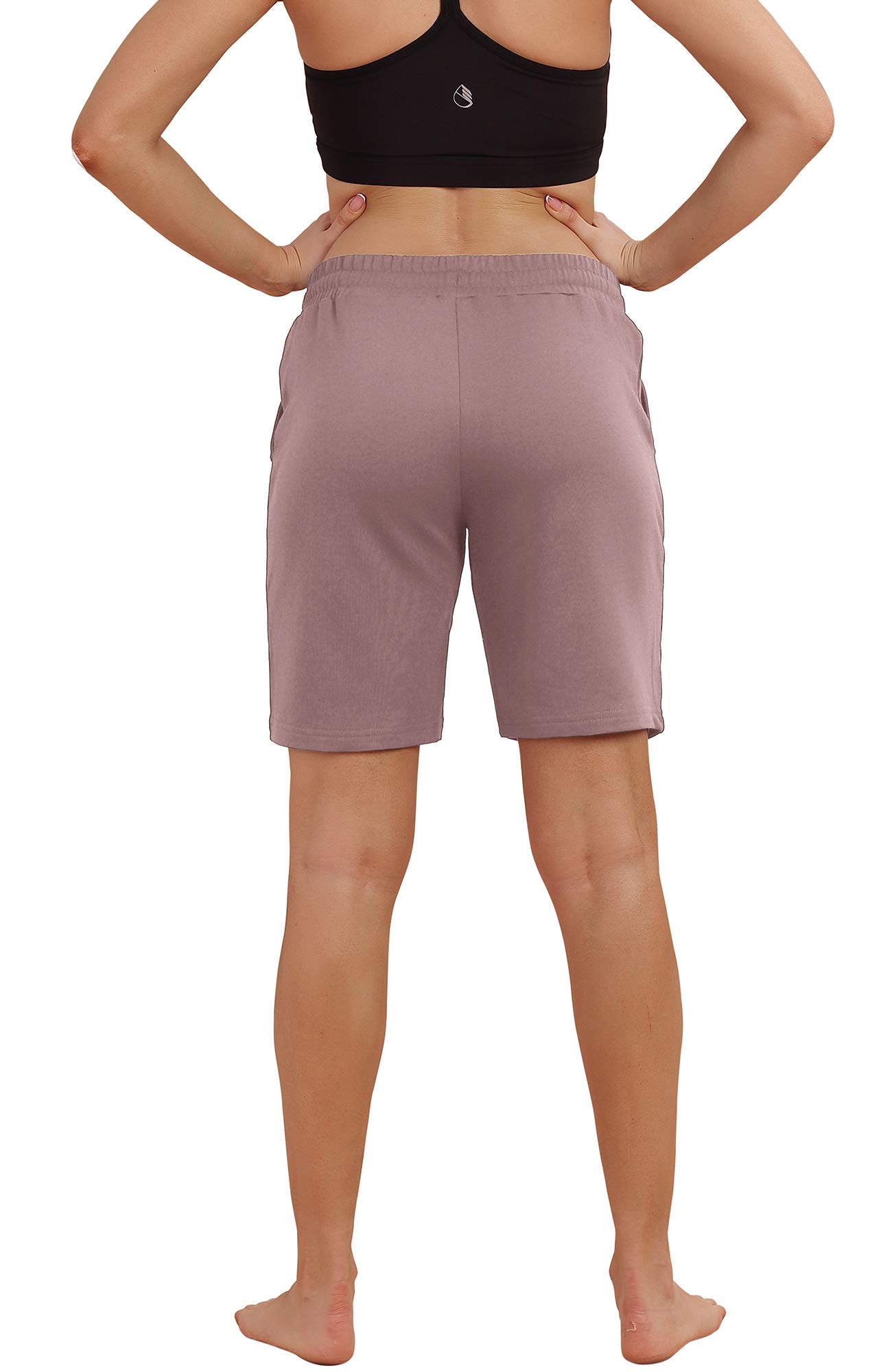 **Icyzone Women's Athletic Running Yoga Shorts - High Waist Workout Active Lounge Bermuda Shorts with Pockets for Gym, Yoga & Casual Wear**