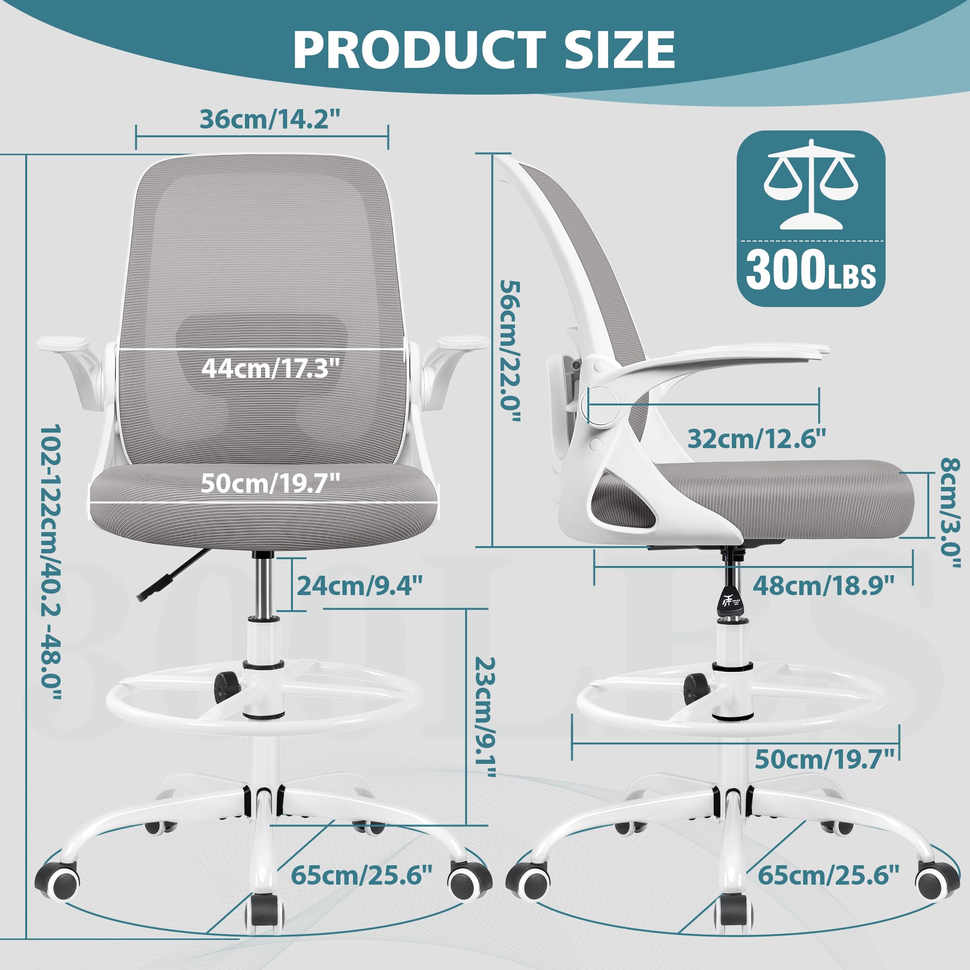 Ergonomic Office Chair with Lumbar Support & Flip-Up Arms - Breathable Mesh Computer Desk Chair with Adjustable Height (4