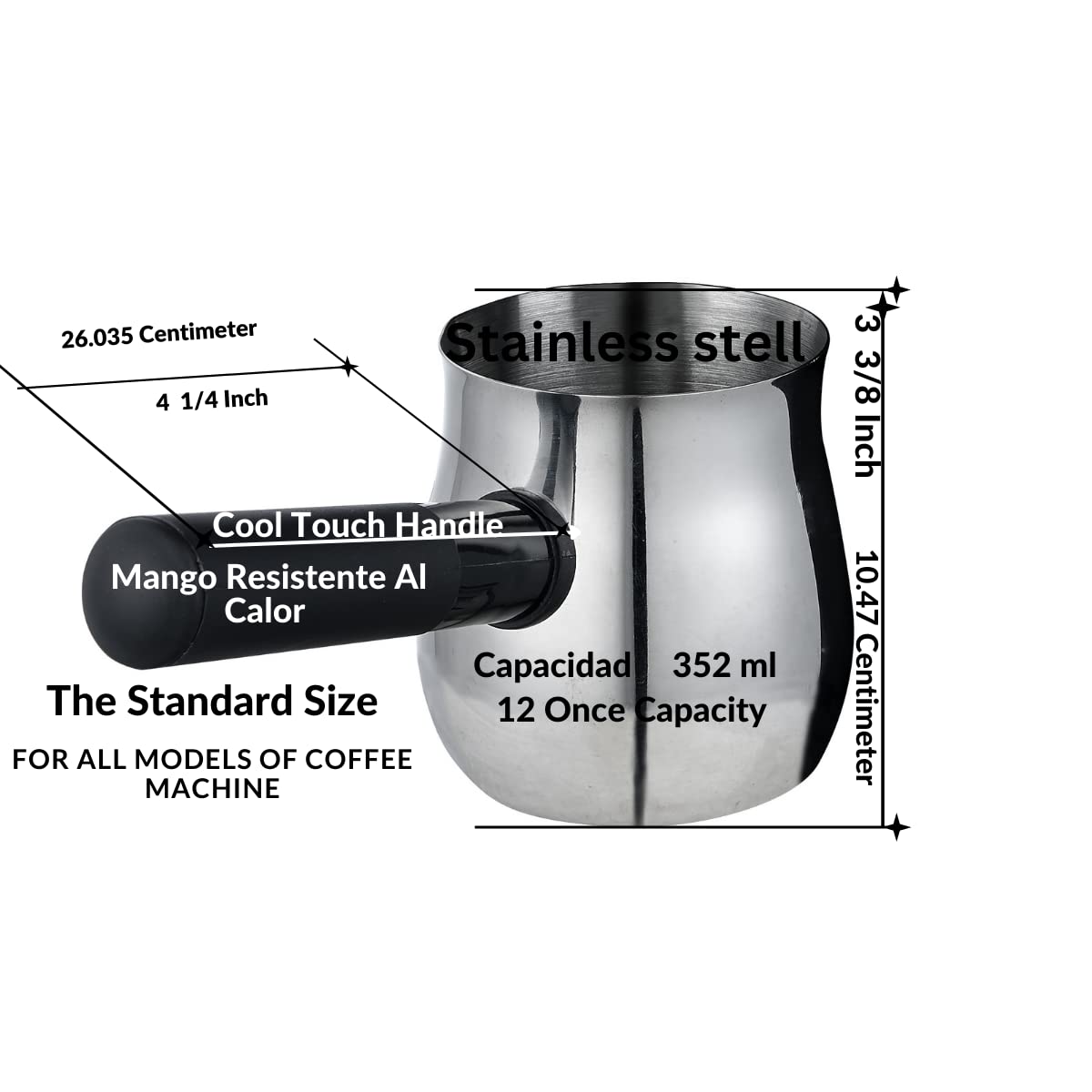 Bene Casa Stainless Steel Espresso Carafe Replacement - Durable Coffee Pot for Espresso Machines | Perfect for Home, Office & Cafes
