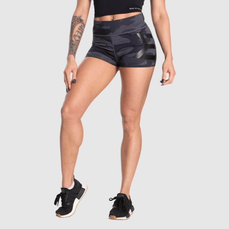 Better Bodies Gracie Hotpants - Dark Camo Print High Waist Workout Shorts for Women | Yoga, Running & Gym Fitness Apparel