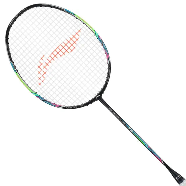 Li Ning Windstorm Nano 73 Black Prestrung Badminton Racket - Professional Carbon Fiber Shuttlecock Racquet for Smash & Defense | Perfect for Tournaments & Training | Made in China