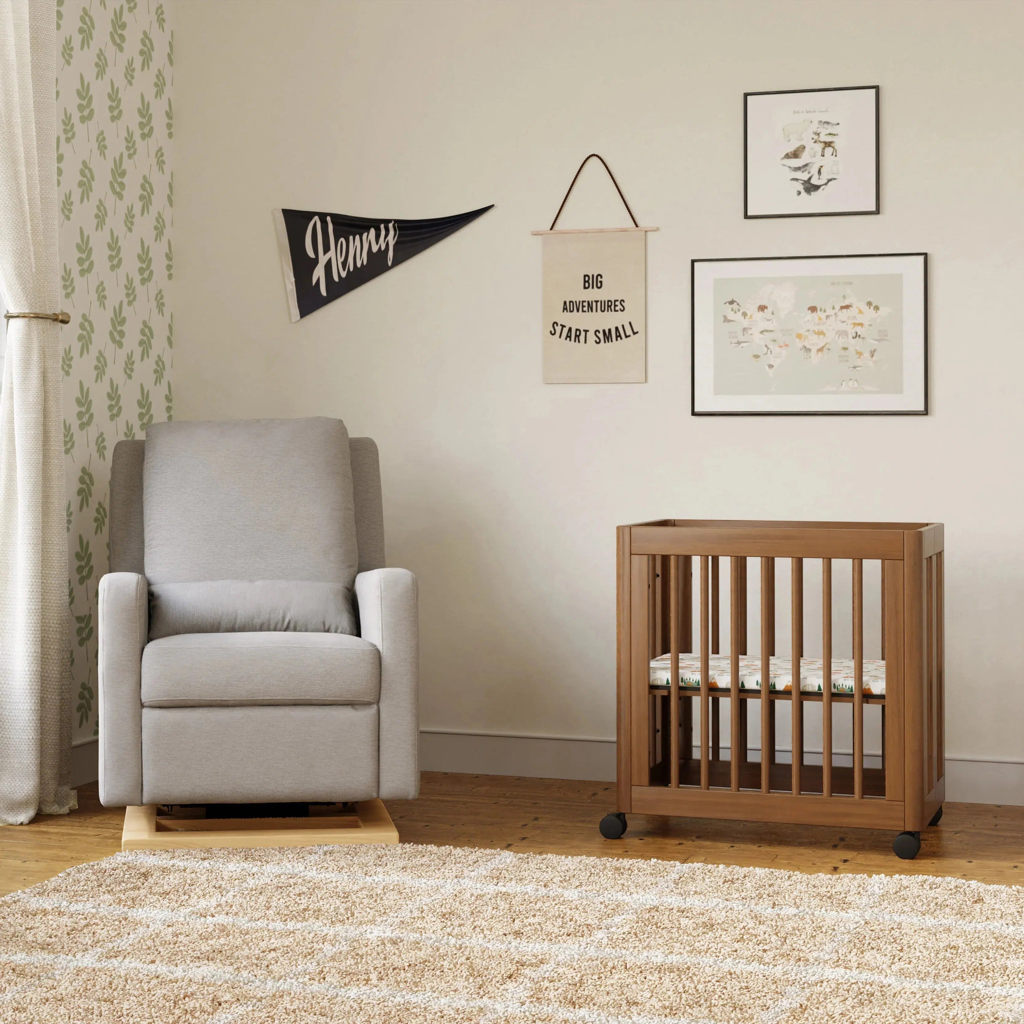 Babyletto Yuzu 8-in-1 Convertible Crib in Natural Walnut - Nursery to Toddler Bed for Safe & Stylish Baby Room Decor