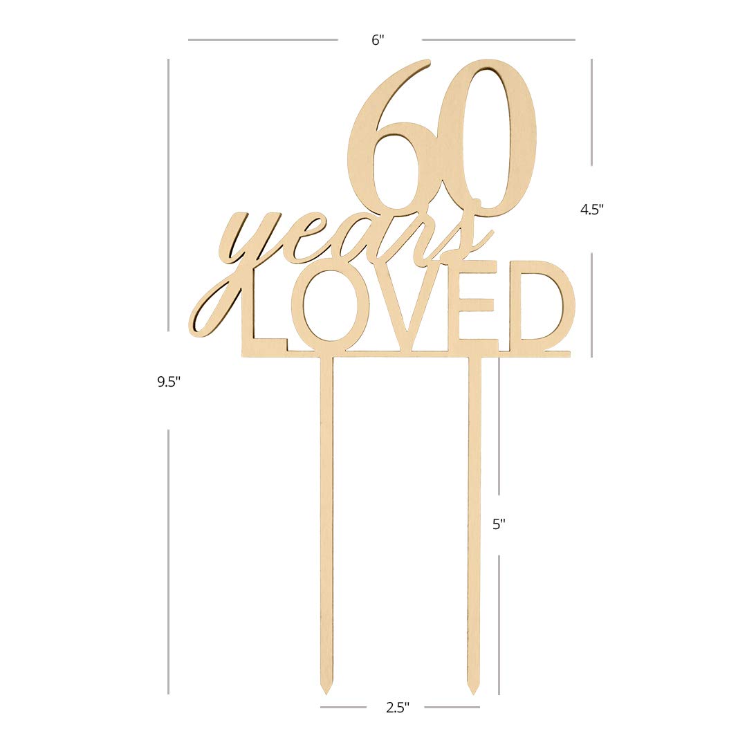 60th Anniversary Cake Topper - Rustic Chic Wood Laser Cut Decor for Wedding, Birthday & Party Cakes | Perfect for 60 Years Loved Celebrations & Special Occasions