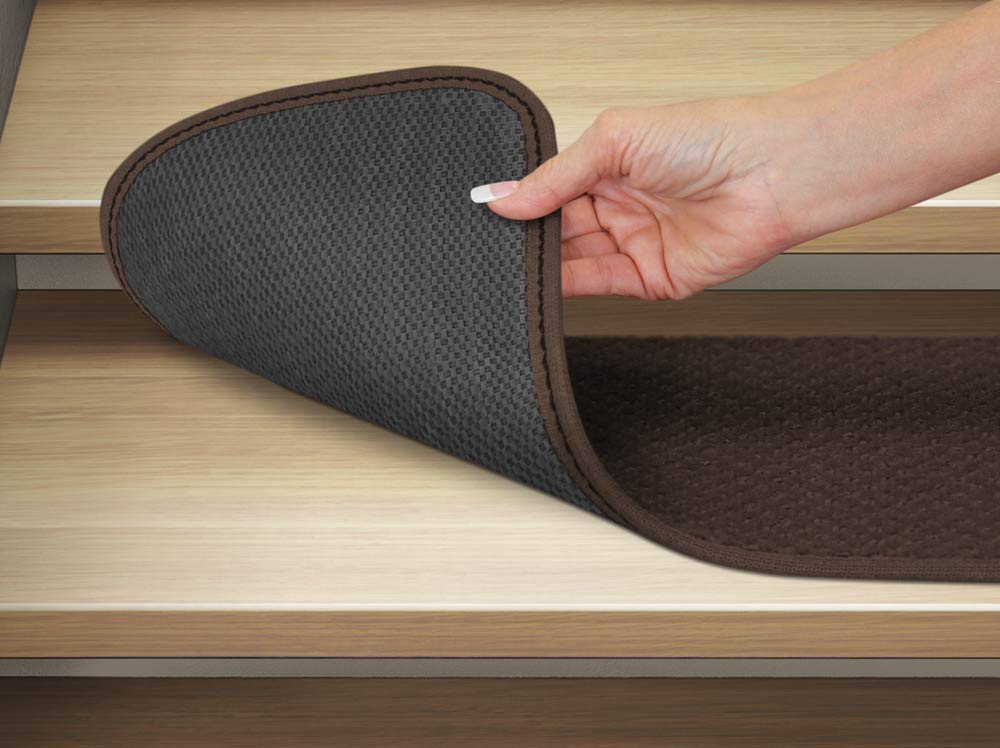 Non-Slip Carpet Stair Treads Set of 15 with Matching Landing Rug - Chocolate Brown for Home Safety | Perfect for Stairs, Hallways & High-Traffic Areas