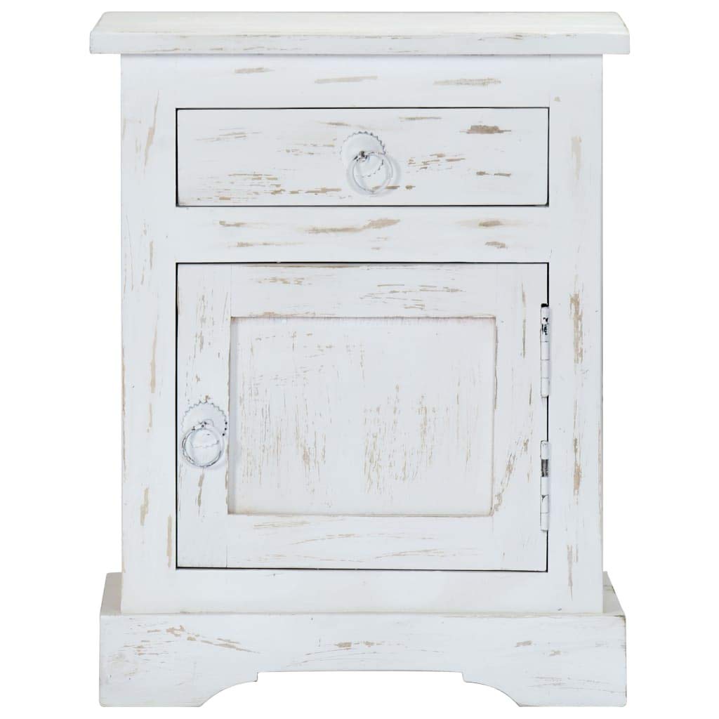 Modern White End Table Nightstand with Drawer - 15.7x11.8x19.6 Inch Small Accent Table for Bedroom, Living Room - Perfect for Storing Books, Lamps & Bedside Essentials