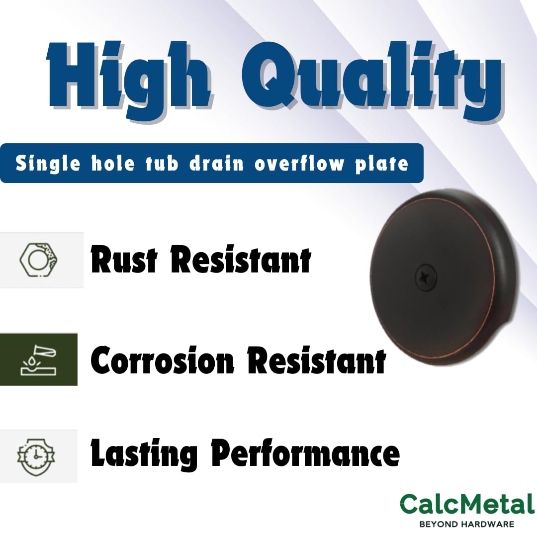 Single Hole Bathtub Drain Overflow Plate with Matching Screws - Venetian Bronze Finish - Easy DIY Installation for Bathroom Renovation & Tub Repair