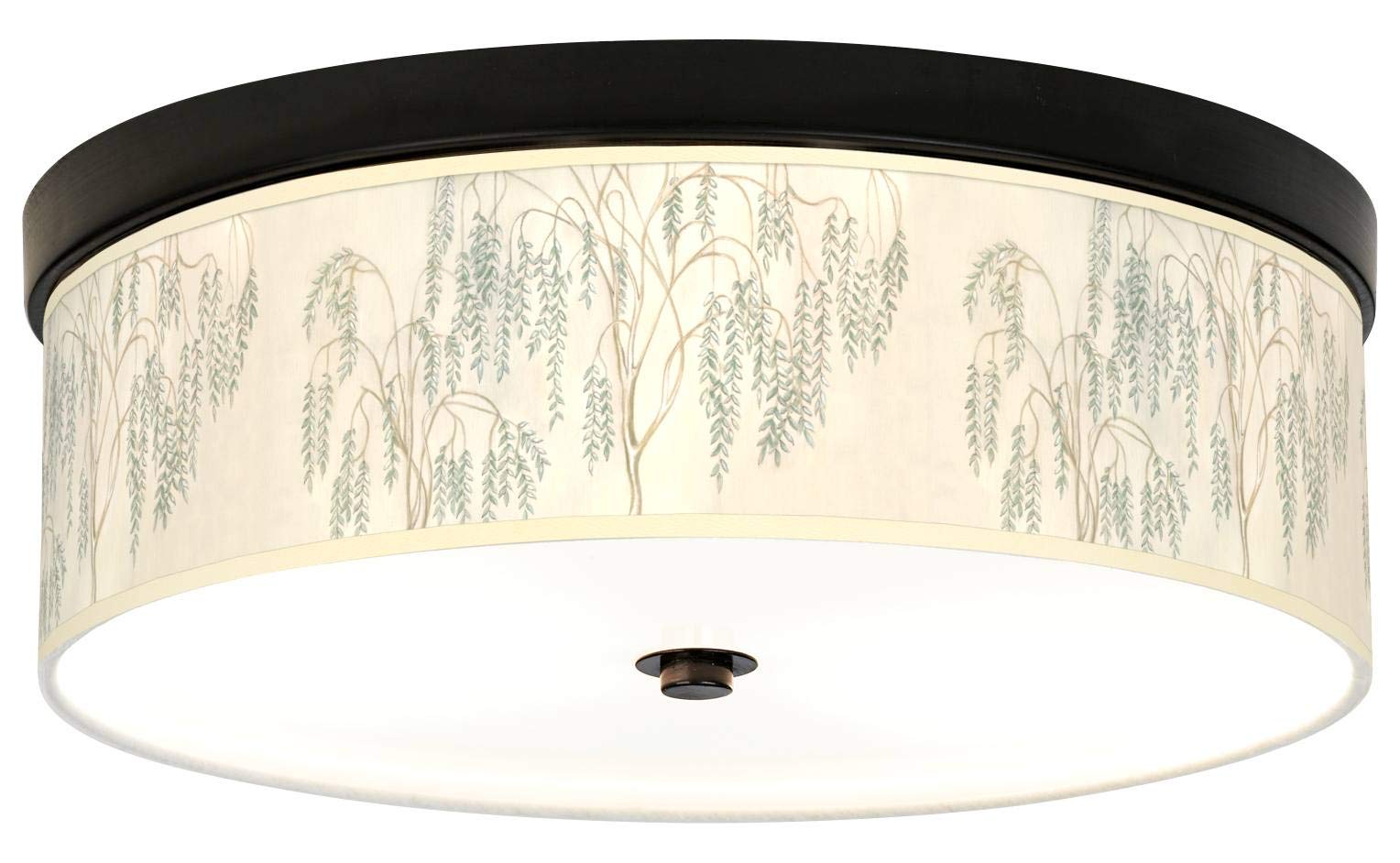 Energy Efficient Bronze Ceiling Light with Weeping Willow Giclee Print Shade - Modern Home Decor for Living Room, Bedroom & Dining Area