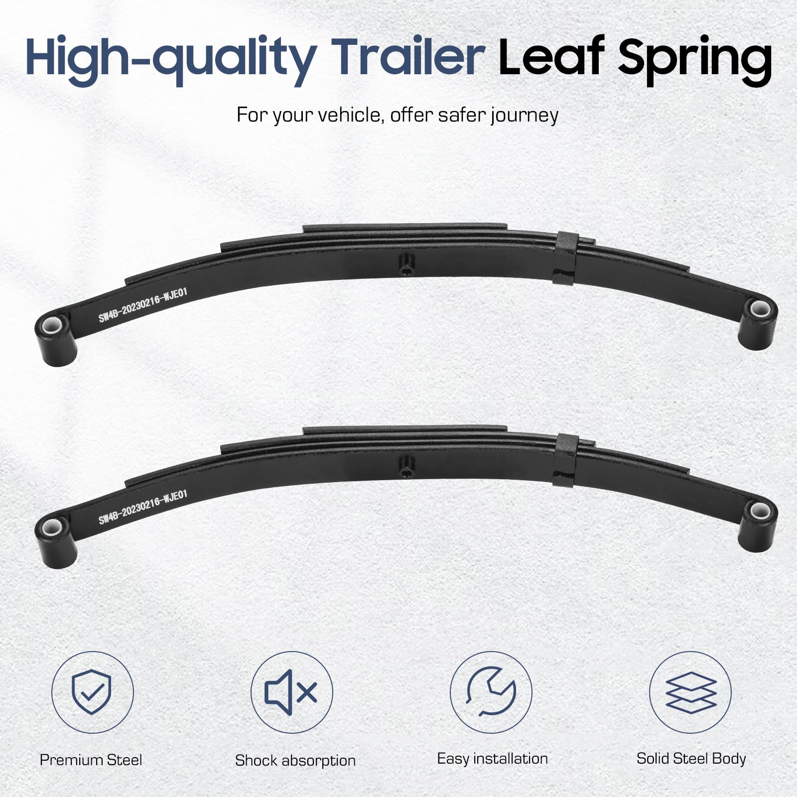 SEHNSUCHT 4 Leaf Trailer Leaf Spring – 1750lb Capacity, Double Eye Design for 3500lb Axle – 25-1/4