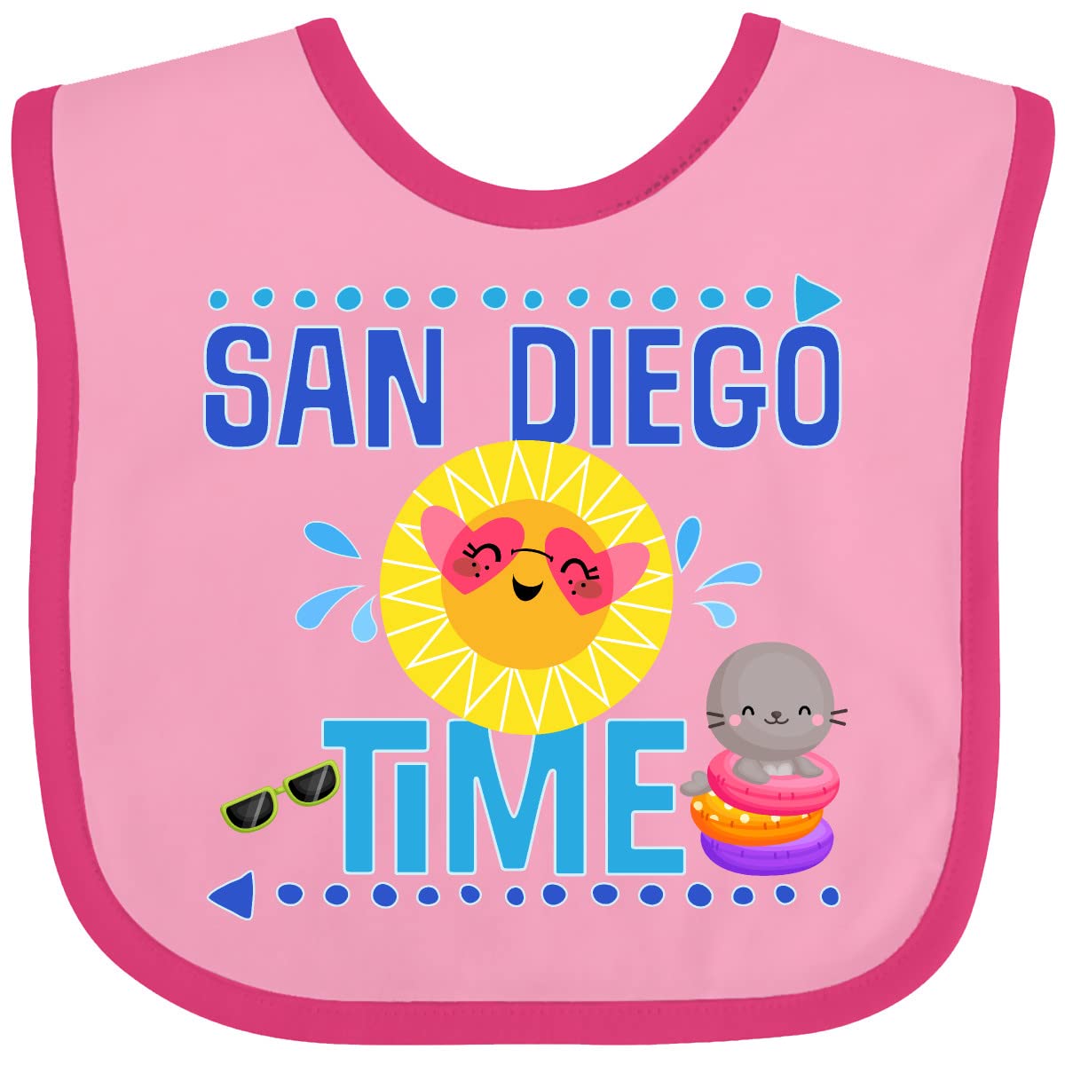 Inktastic San Diego Vacation Cute Beach Baby Bib - Soft Cotton Drool Bib for Infants, Perfect for Beach Trips, Travel & Summer Outings