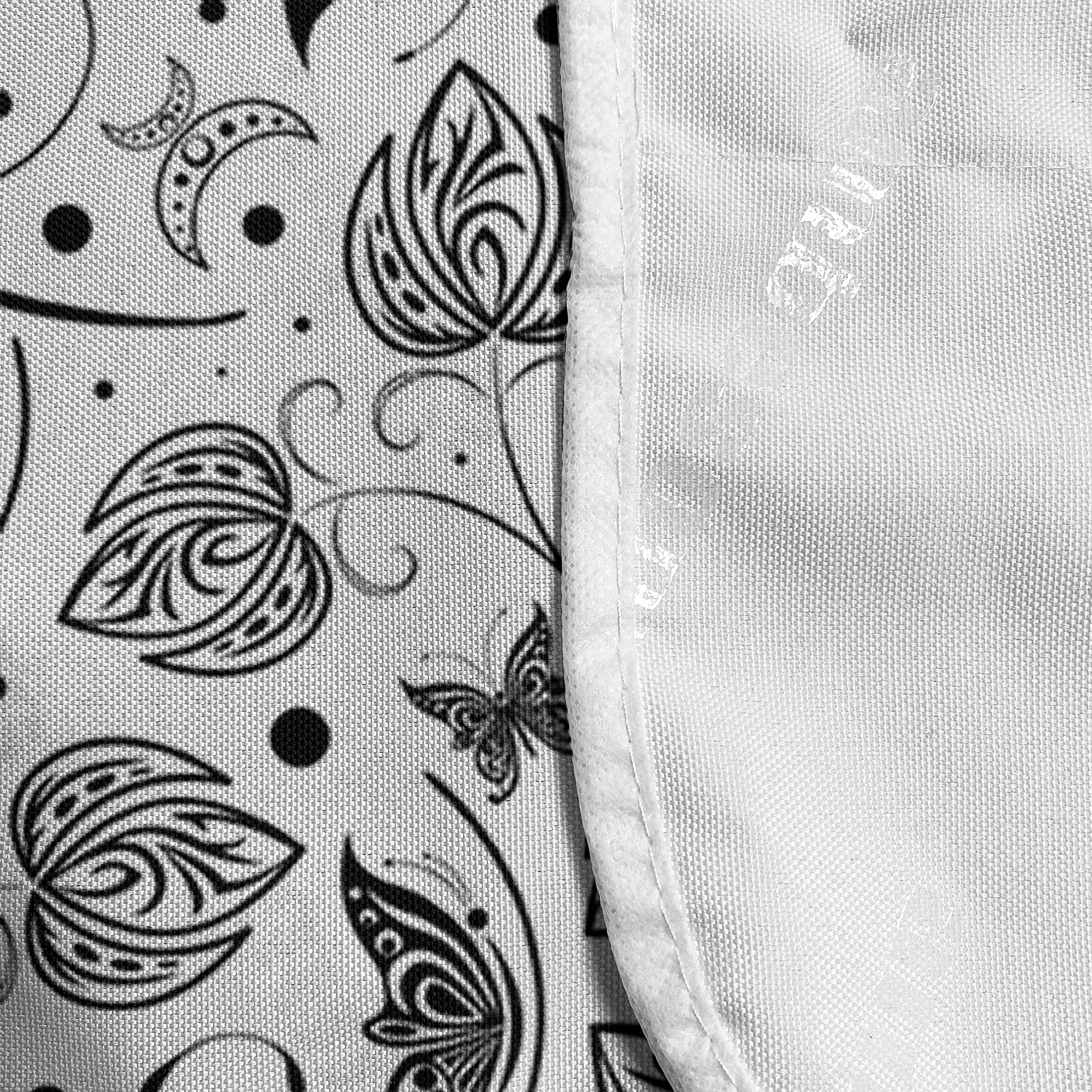 Ambesonne Black and White Microwave Cover - Waterproof Kitchen Organizer with Pockets, Monochrome Butterfly & Floral Design (36x12 Inches) - Perfect for Spring Decor & Small Kitchen Storage