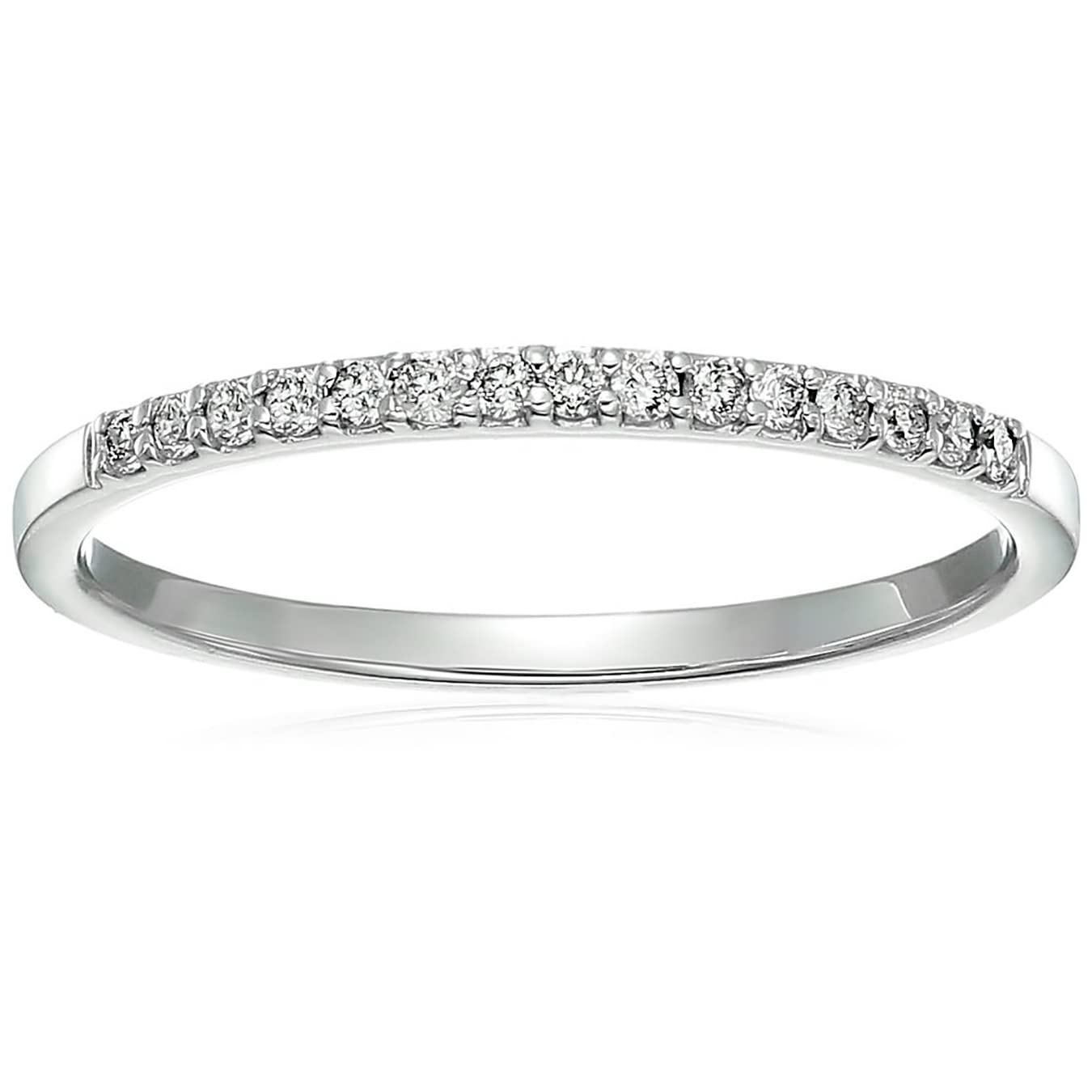 1/8 cttw Diamond Wedding Anniversary Band for Women - 10K White Gold Round Diamond Engagement Ring, Prong Set 0.125 cttw, Size 3.5-10 - Perfect for Proposals, Anniversaries & Special Occasions