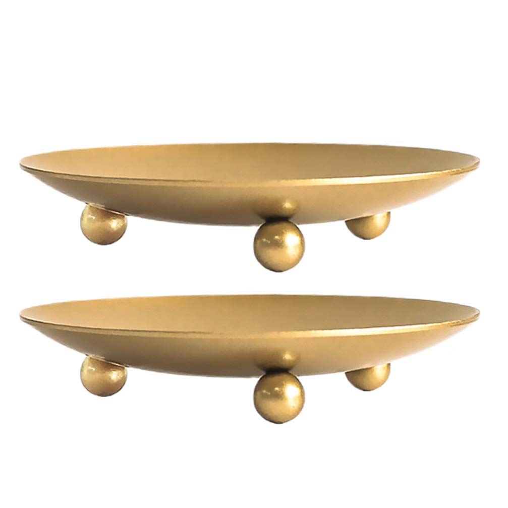 DOITOOL 4.33 Inch Gold Iron Plate Candle Holder Set - Elegant Pillar Candle Stand for LED & Wax Candles, Incense Cones - Perfect for Home Decor, Spa Relaxation, Weddings & Romantic Dinners