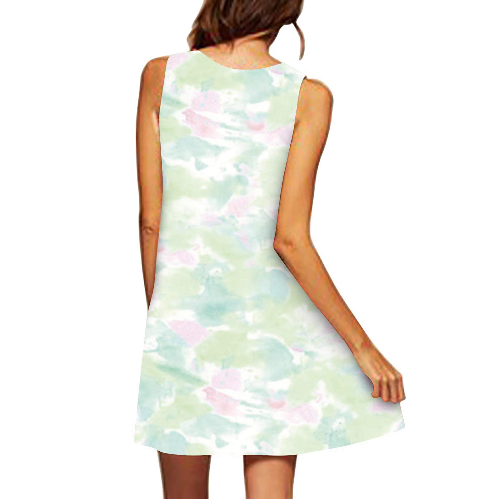 Women's Casual Summer Sleeveless Round Neck Loose Fit Printed Dress - Perfect for Beach Outings, Vacation Wear & Everyday Comfort