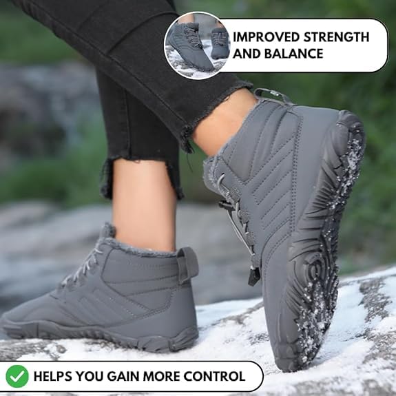 Caspar Pro HF - Non-Slip Winter Barefoot Shoes for Men & Women | Warm Comfortable Unisex Walking Boots | Indoor Outdoor Hiking & Cold Weather Activities
