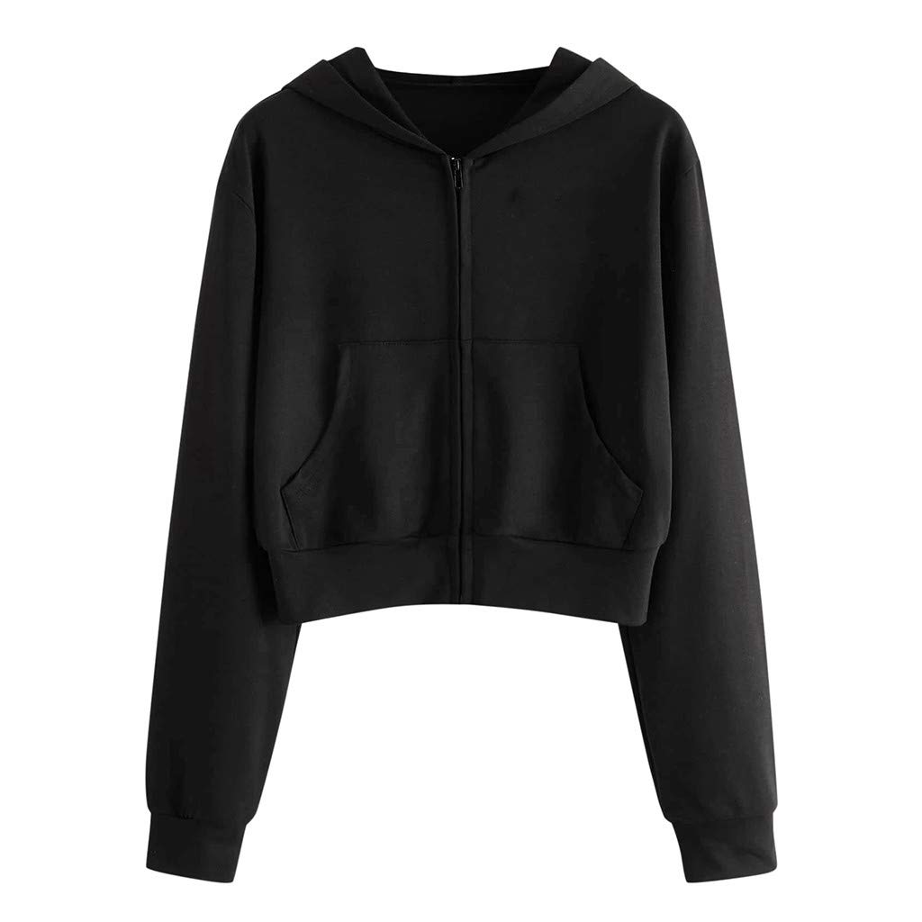 Women's Crop Top Hoodies - Long Sleeve Zippered Pullover Sweatshirts for Casual Wear | Perfect for Gym, Streetwear & Layered Outfits