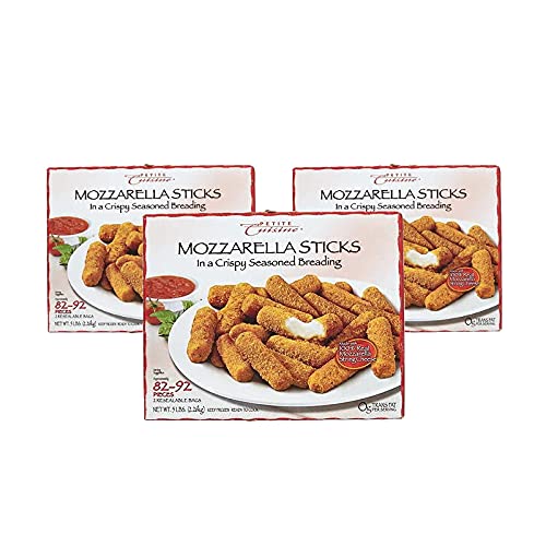 Gourmet Kitchn Petite Cuisine Breaded Mozzarella Cheese Sticks - 3 Pack (5 lb Each, 15 lb Total) | High Protein Snack for Parties, Game Nights & Family Gatherings | Crispy Frozen Appetizer for Entertaining