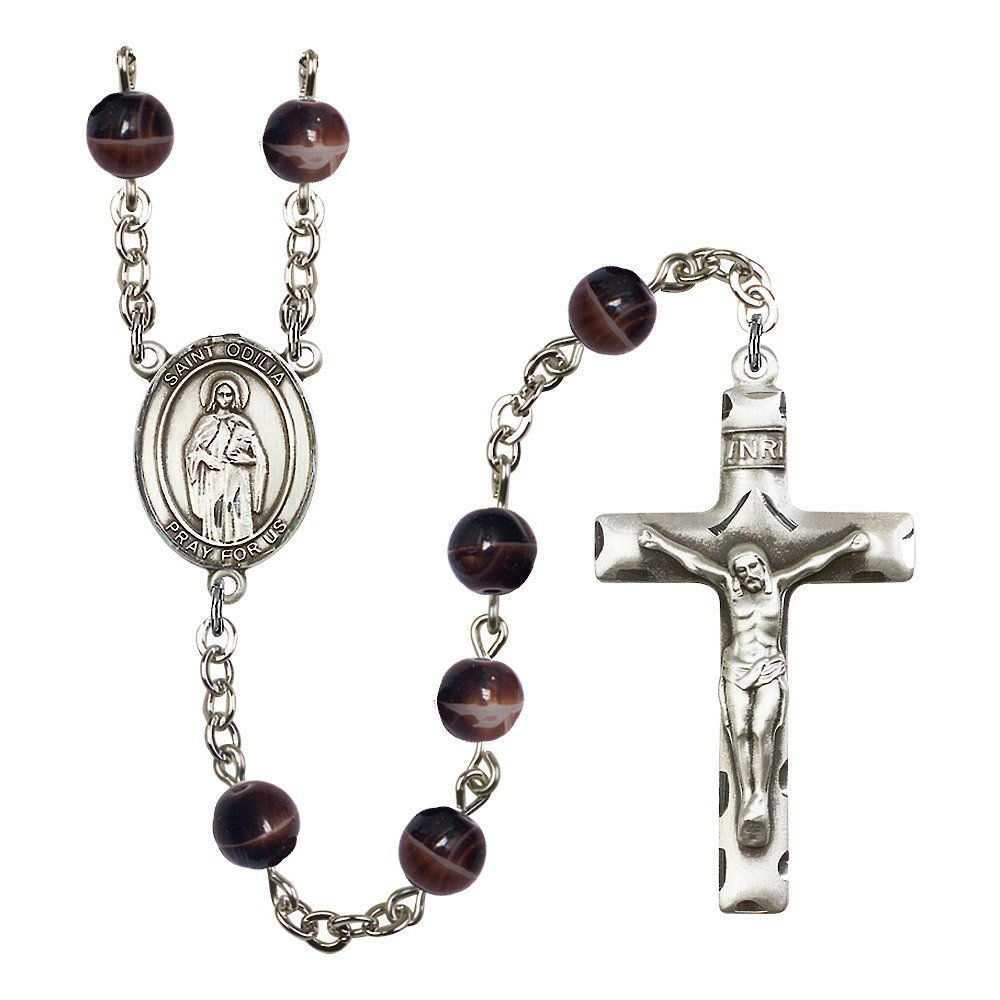 Bonyak Jewelry St. Odilia Silver-Plated Rosary Necklace - Birthstone Colors for All 12 Months | Perfect for Catholic Gifts, Baptism, First Communion & Prayer Devotion