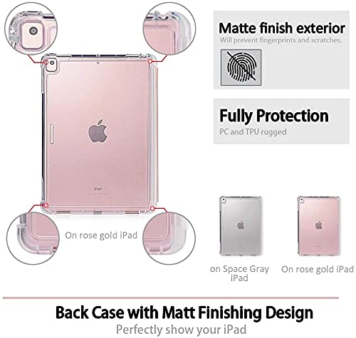 Valkit iPad Pro 12.9 Case for 1st & 2nd Gen (2015/2017 Models) - Slim Protective Cover with Pencil Holder, Auto Wake/Sleep & Smart Folio Stand - Frosted Translucent Back - Navy Blue - Perfect for Work, School & Travel