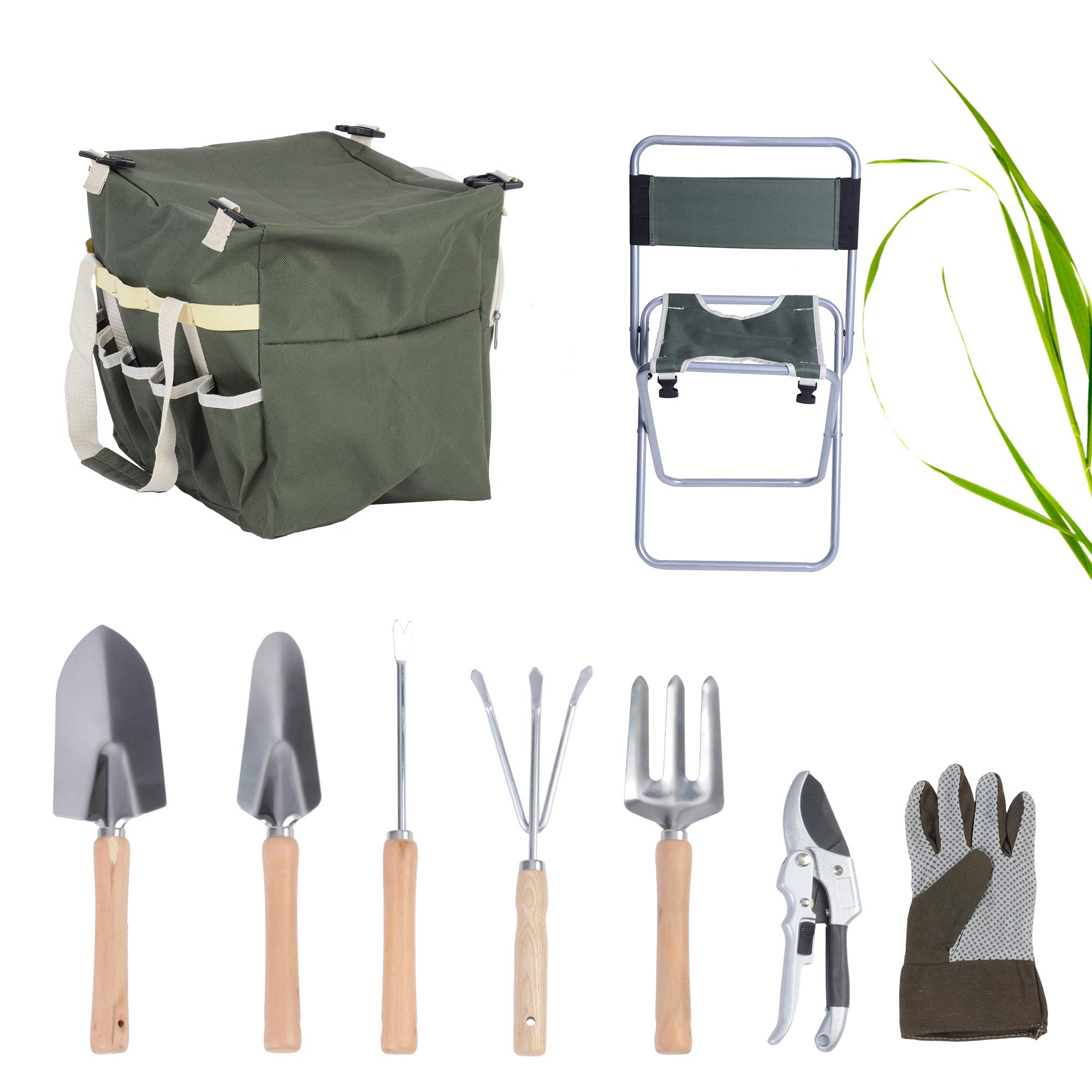 9 PCS Heavy Duty Garden Tools Set with Storage Organizer - Ergonomic Gardening Kit for Men & Women - Perfect for Planting, Weeding & Outdoor Yard Work