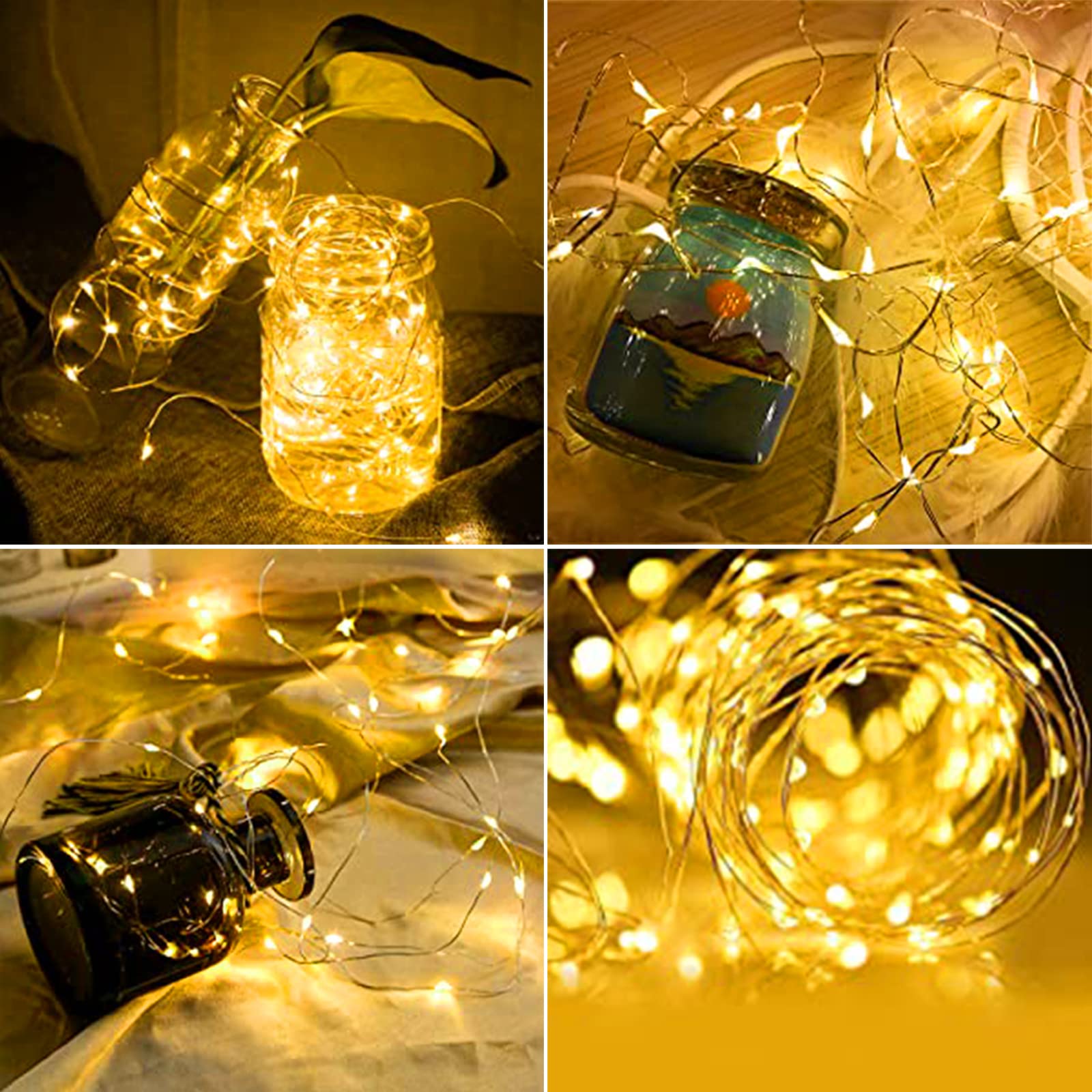 24 Pack Fairy Lights Battery Operated - 7ft 20 LED Waterproof String Lights with Silver Wire for Christmas, Bedroom, Wedding, Party Decor | Indoor & Outdoor Use for DIY, Patio, Firefly Starry Moon Lighting Effects