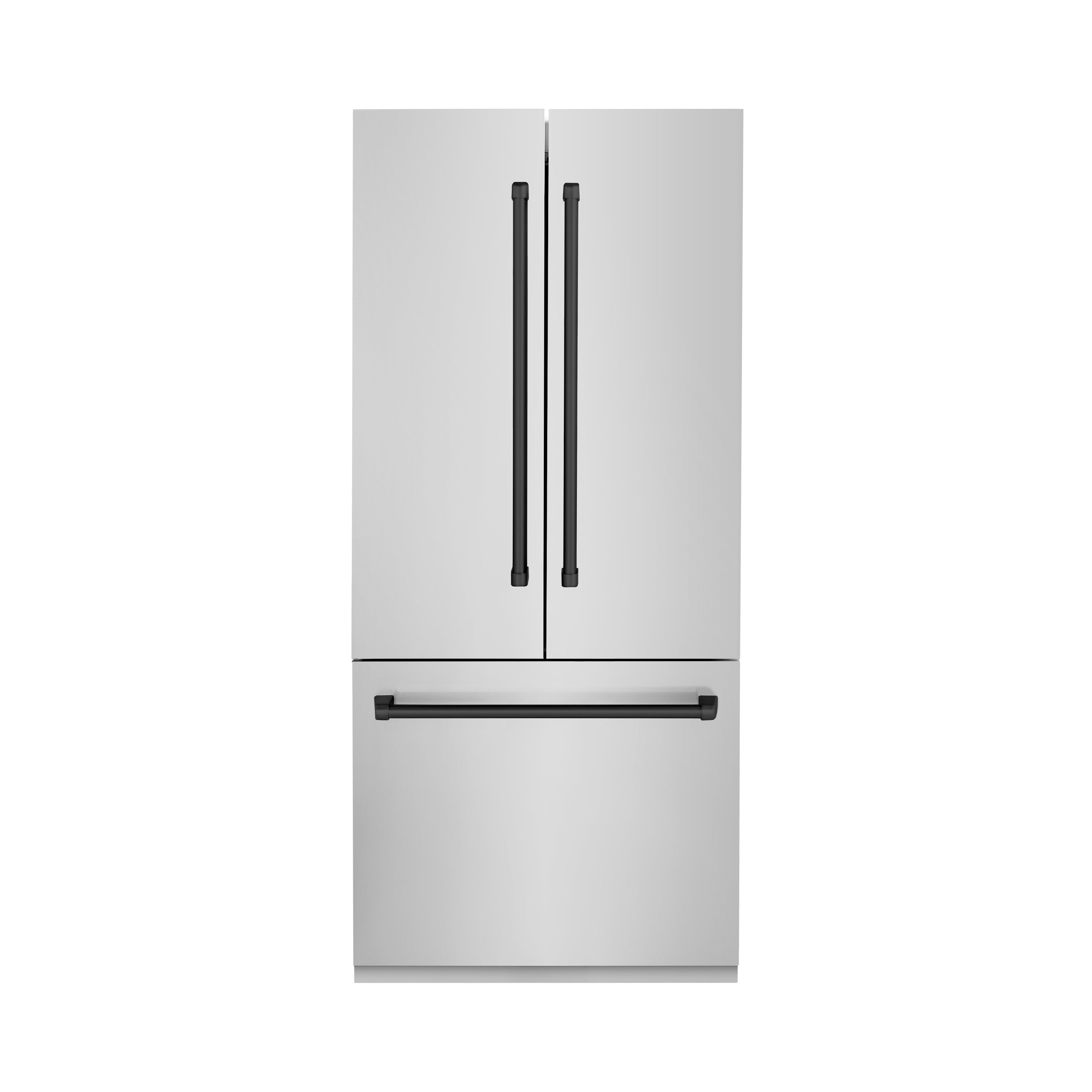 ZLINE Autograph Edition 36 Inch French Door Built-In Refrigerator - 19.6 cu ft Bottom Freezer with Water Dispenser & Ice Maker - Stainless Steel with Matte Black Accents (RBIVZ 304 36 MB) - Perfect for Modern Kitchens, Open Concept Homes & Luxury Appliances Collection