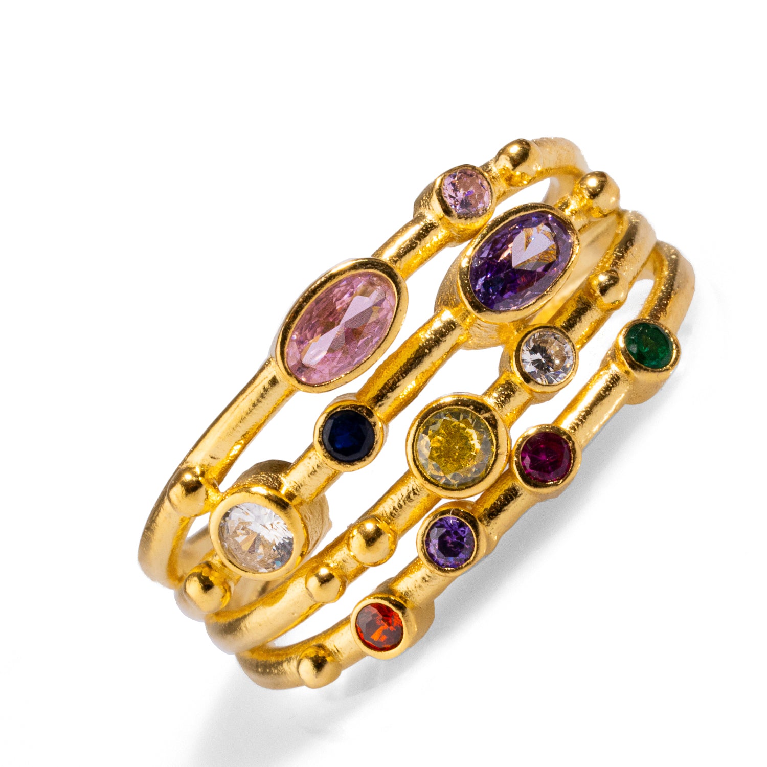 Vibrant Multi Gemstone & Gold Adjustable Statement Ring for Women | Elegant Fashion Jewelry for Parties, Weddings & Special Occasions