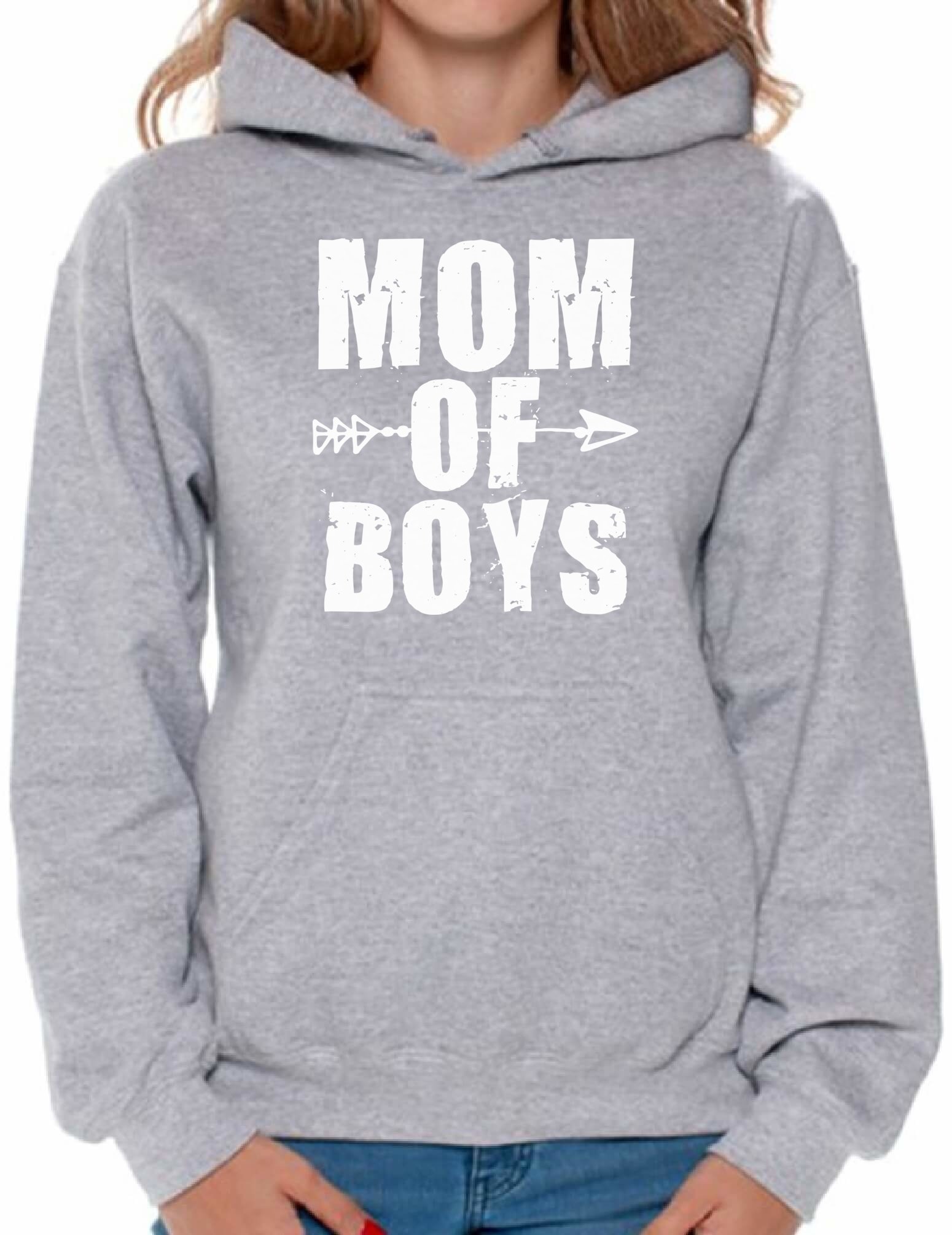 Awkward Styles Women's Mom of Boys Graphic Hoodie - Cute Motherhood Sweatshirt for Women - White Pullover for Mother's Day Gifts - Perfect for Casual Wear, Family Outings & Parenting Moments
