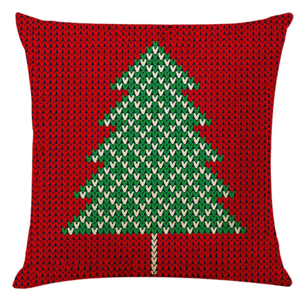 Ogrmar 4-Piece 18x18 Inch Christmas Throw Pillow Covers - Cotton Linen Square Cushion Covers for Sofa, Couch, Bed & Car Decor - Holiday Home Decor & Festive Living Room Accessories (Christmas Green)