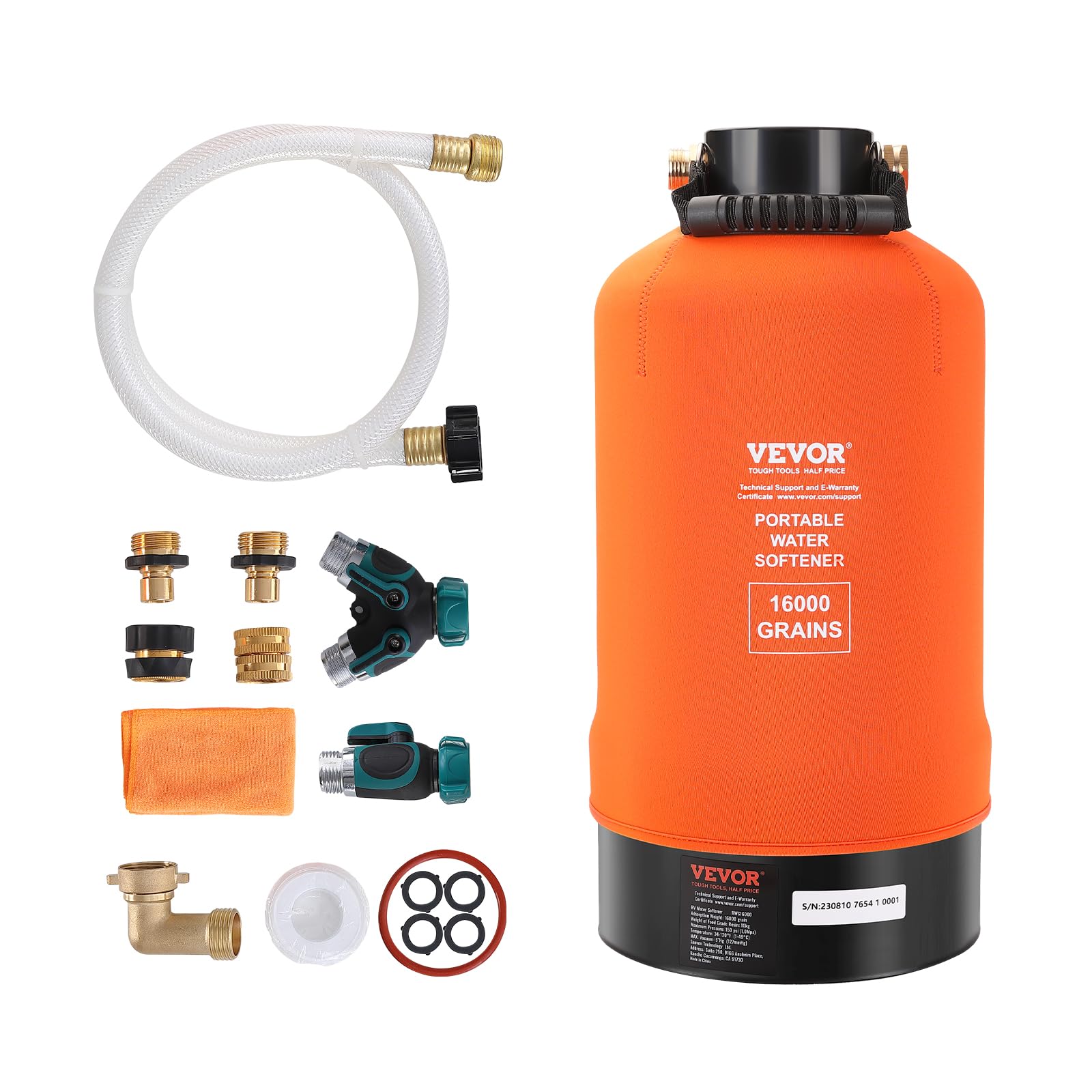 VEVOR 16,000 Grain Portable RV Water Softener System with 3/4