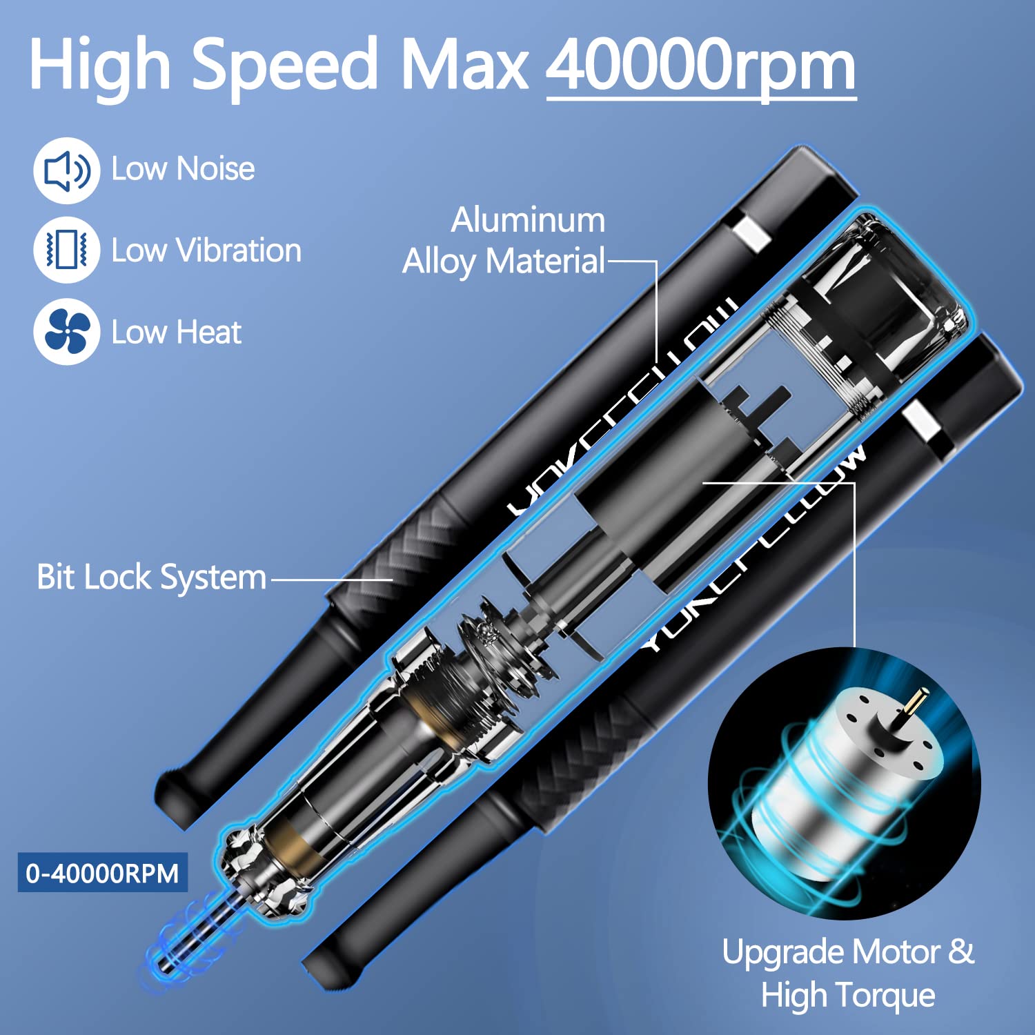 Professional 40000RPM Portable Nail Drill Machine - Electric Nail Engraver for Acrylics, Gel & Glass | Perfect for Salon, Home Manicure & Nail Art Design