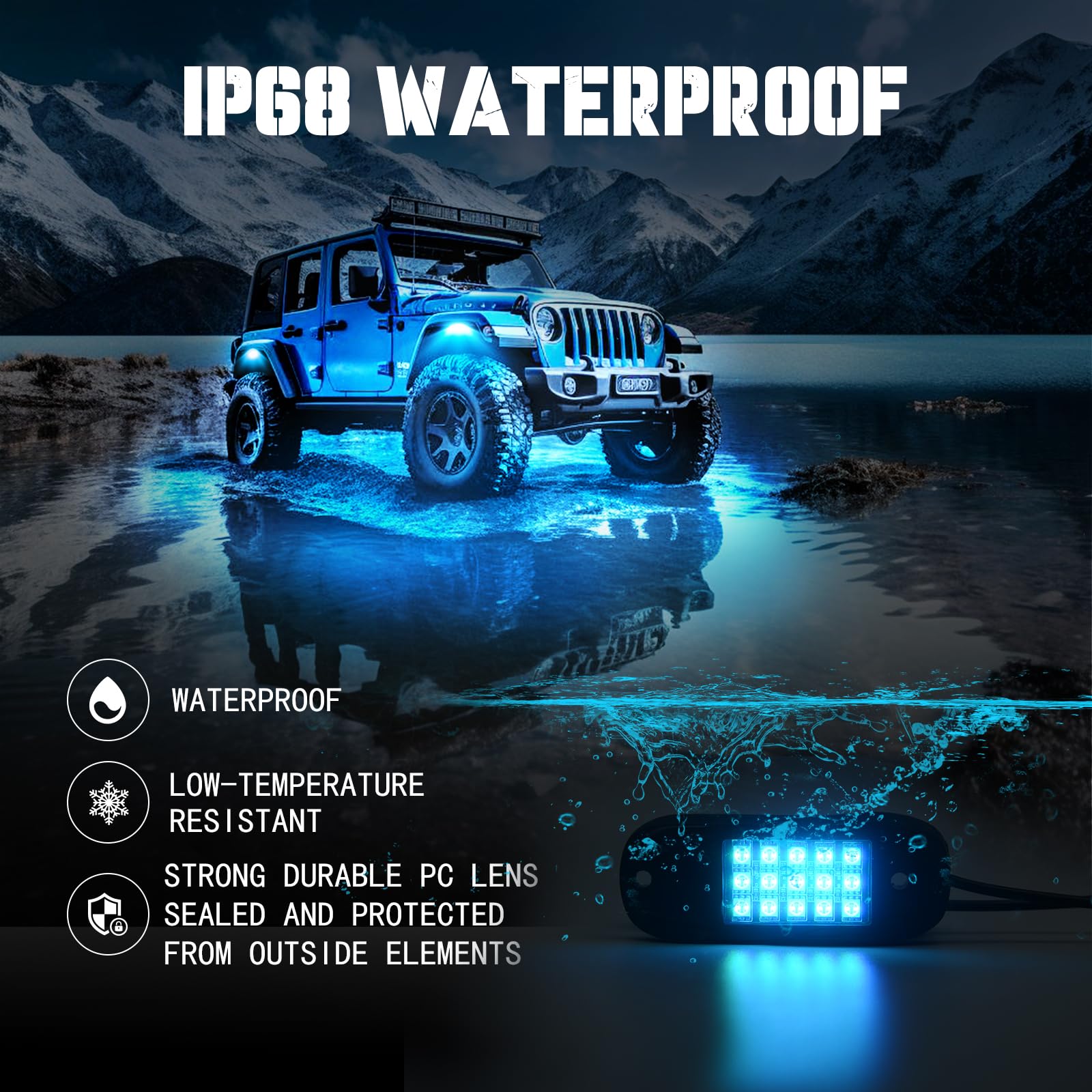 10 Pods RGB LED Rock Lights for Trucks, UTV, SUV, ATV & RZR - App Controlled Underglow Kit with Flashing & Music Sync Modes - Perfect for Off-Roading, Car Shows & Night Driving