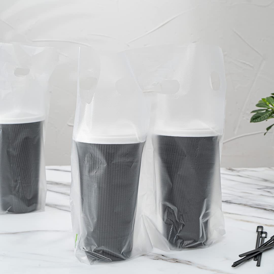 Restaurantware 100-Pack Clear Plastic Drink Carriers with Handles - Double Cup Disposable Delivery Bags for Coffee, Tea, Juice - Perfect for Takeout, Catering & Food Service Businesses