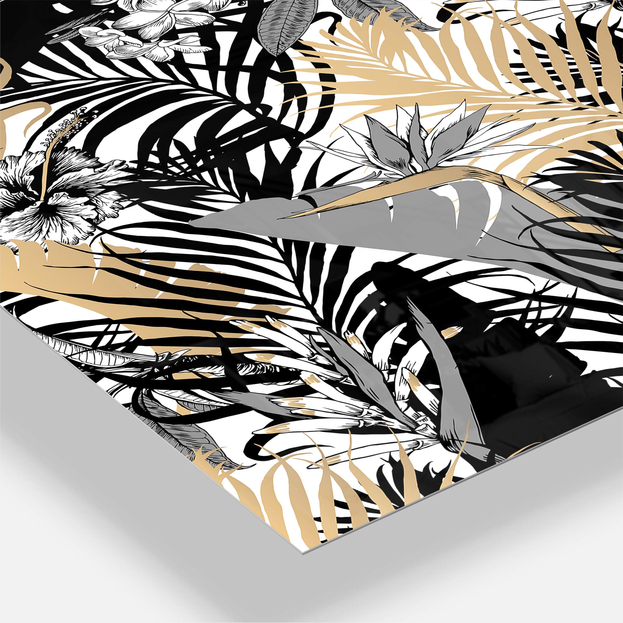 Designart Golden Foliage II Mid-Century Modern 3 Panel Wall Clock - Metal Wall Art Decor for Living Room, Bedroom, Office - Perfect for Home & Workspace Décor