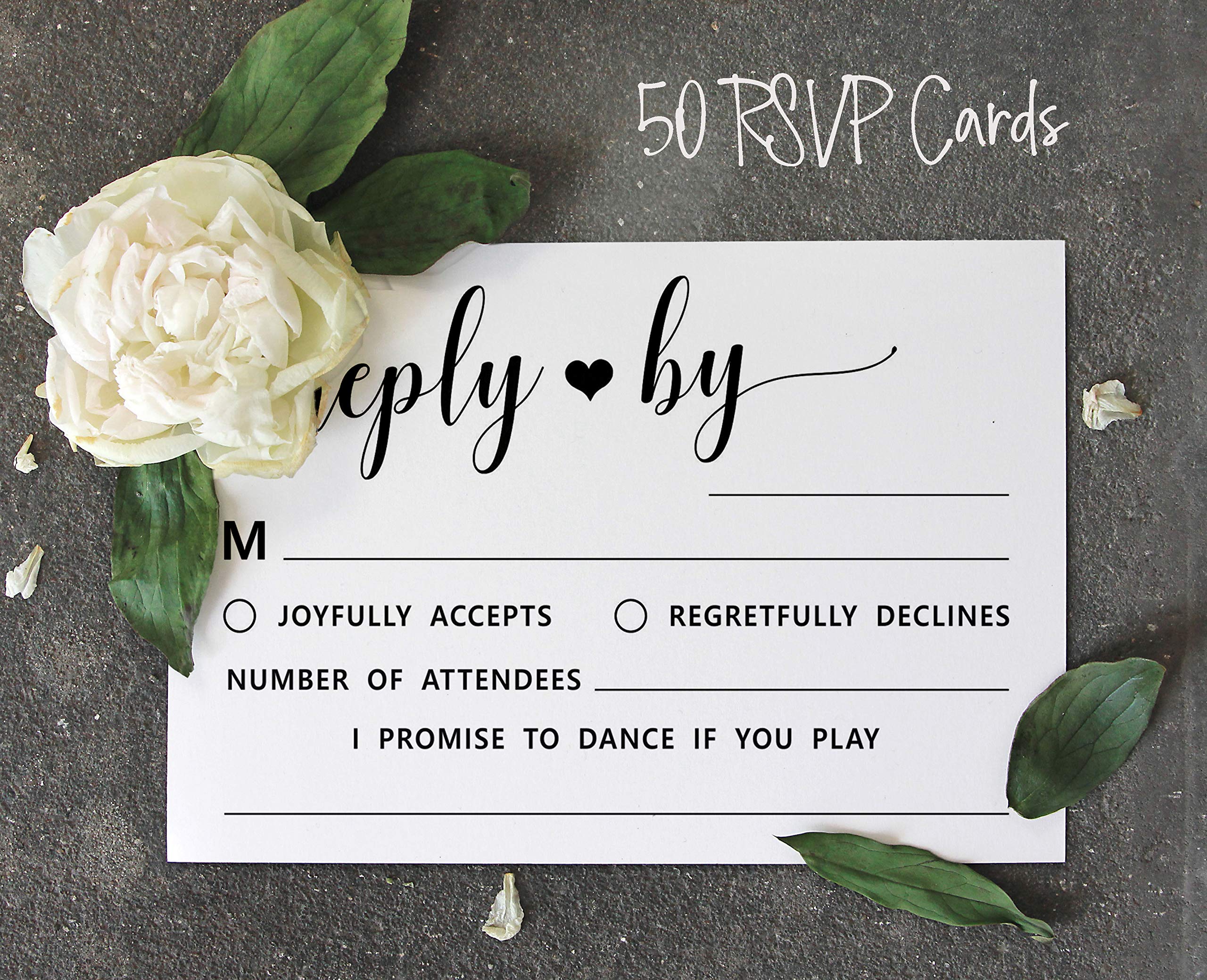 50 Premium Blank RSVP Cards with White Envelopes - Elegant Wedding Response Cards for Invitations, Rehearsal Dinner, Baby Shower & Bridal Shower - Perfect for Engagement Parties & Special Events - High Quality Stationery for Your Memorable Occasions