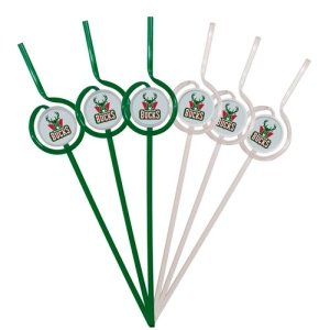 Milwaukee Bucks Team Logo Sipper Straws - Reusable NBA Basketball Fan Accessories for Drinks at Games, Parties & Home Use