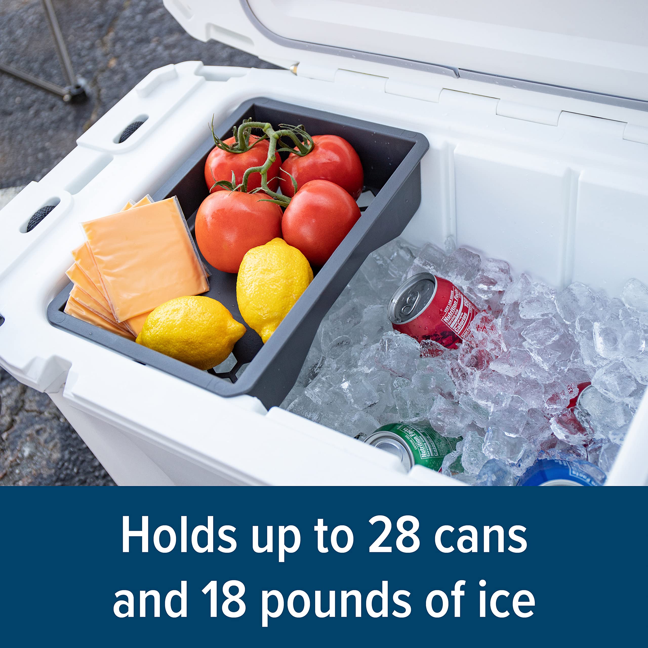 Camco Currituck 30-Quart Premium Cooler - 10 Days Ice Retention, Holds 28 Cans & 18 lbs Ice - Heavy Duty Insulated Cooler for Camping, Beach, Picnics & Outdoor Adventures (Snowscape, 51716)