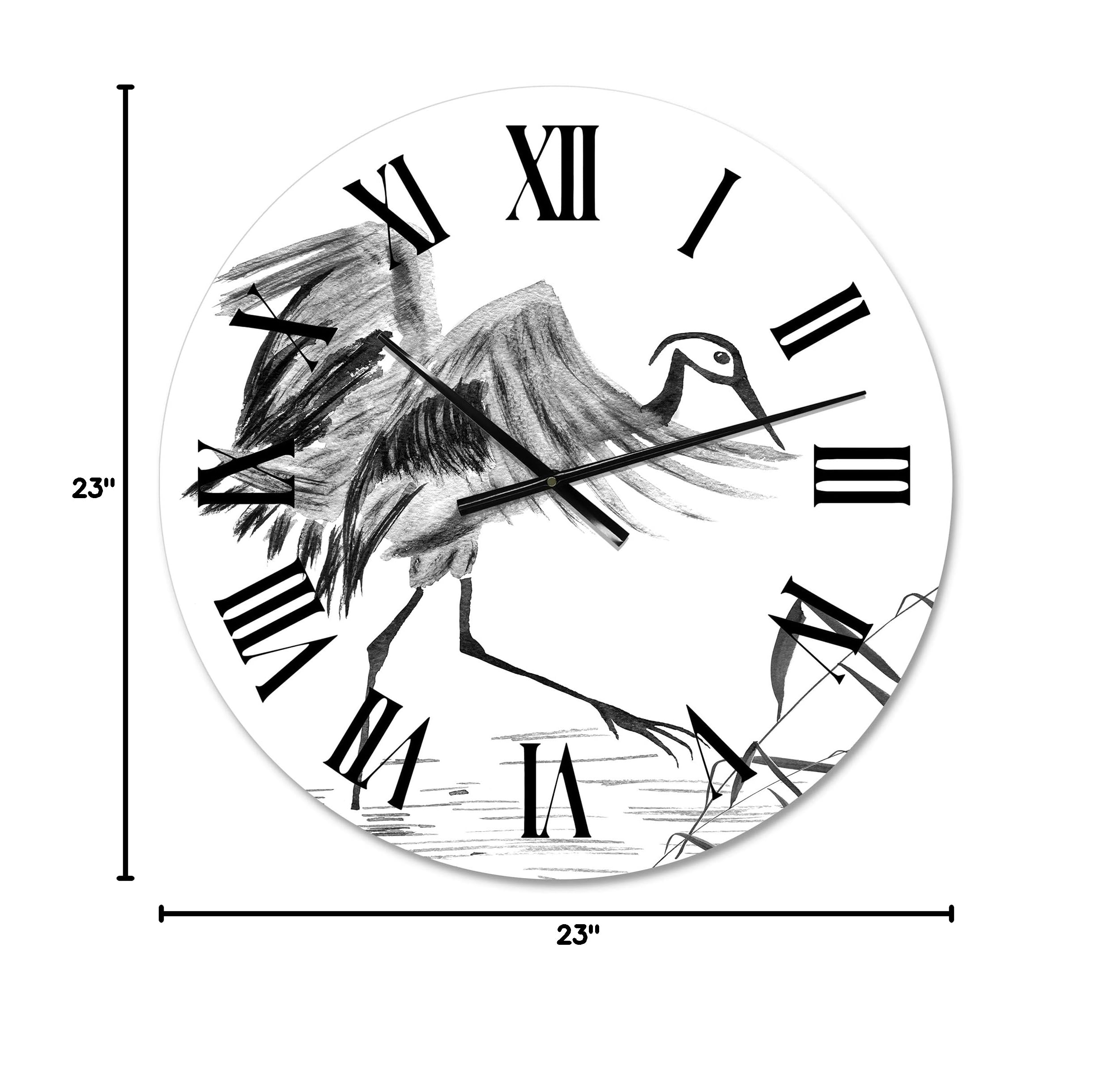 Japanese Oriental Crane Bird Wall Clock - Large Traditional Home Decor Clock with Nature Landscape Design | Perfect for Living Room, Bedroom & Office Décor