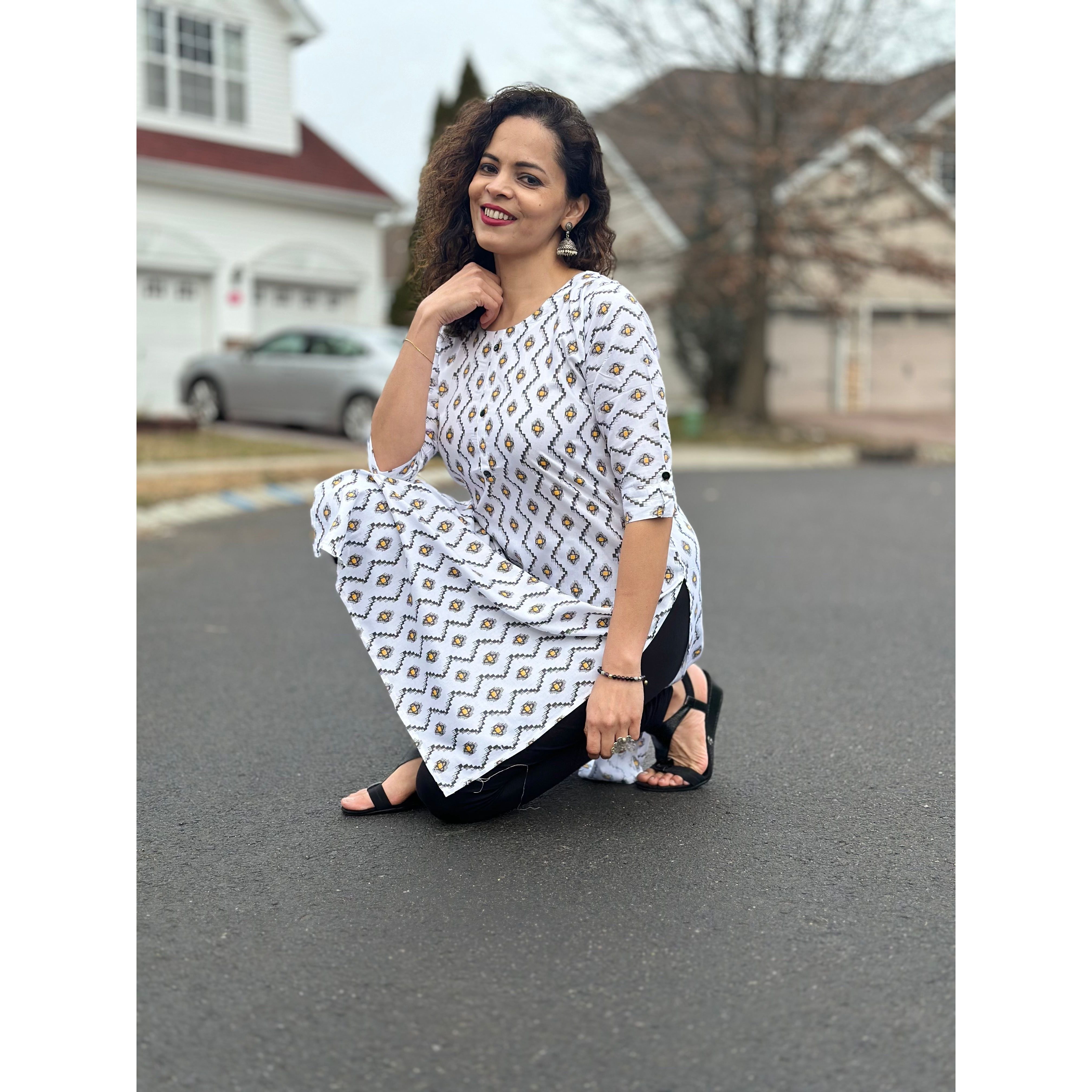 White Printed Kurta for Women | Khushboo Collection | Elegant Ethnic Wear for Festivals, Weddings & Casual Outfits