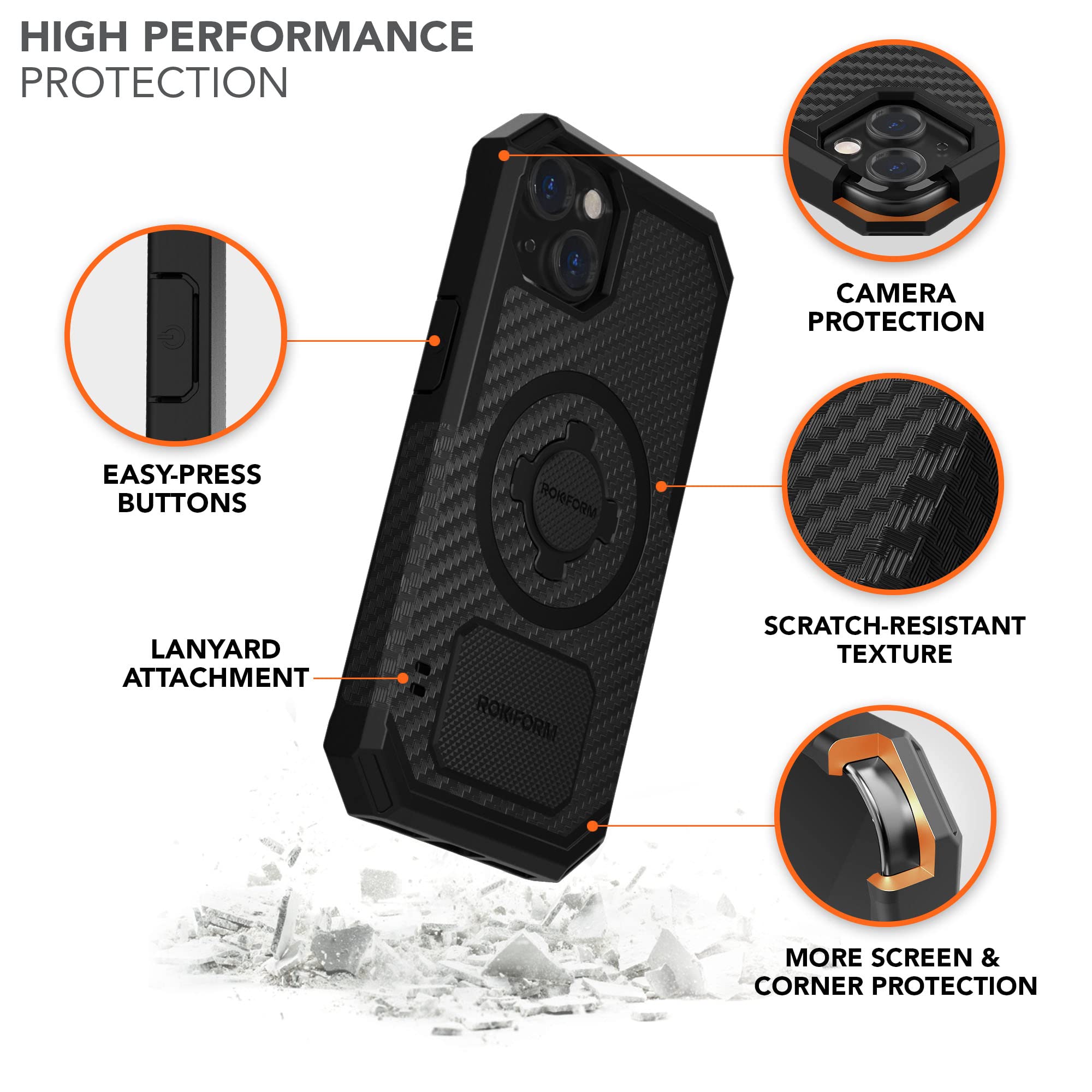 Rokform Rugged Case for iPhone 13 with Motorcycle Handlebar Mount | Shockproof Protective Cover for Biking, Off-Road & Outdoor Adventures