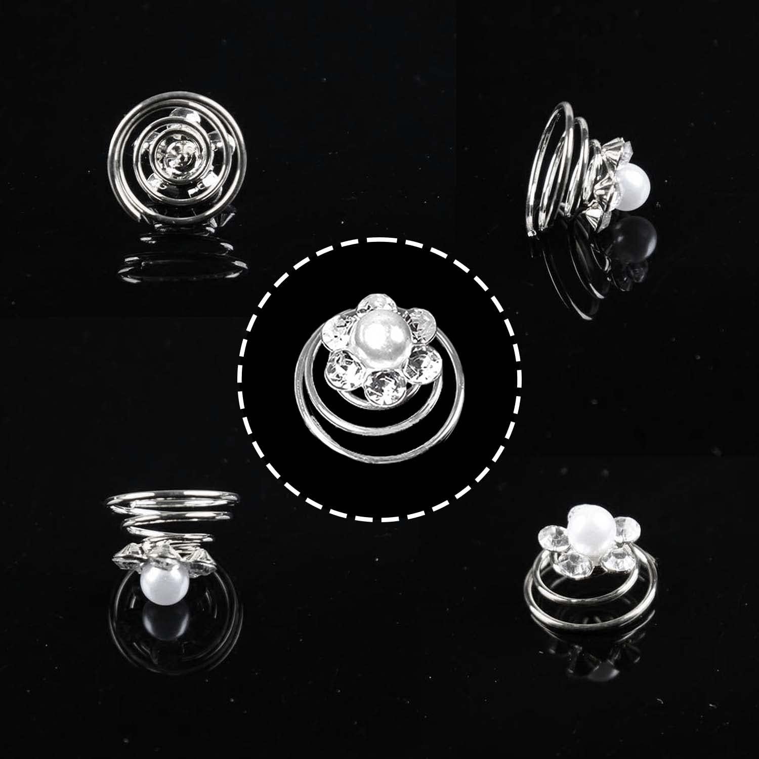 12pcs Spiral Hair Pins Clips - Mini Rhinestone Swirl Hair Twists Coils for Braids, Bridal & Wedding Hairstyles - Elegant Hair Jewelry Set for Women & Girls - Perfect for Prom, Parties and Special Occasions