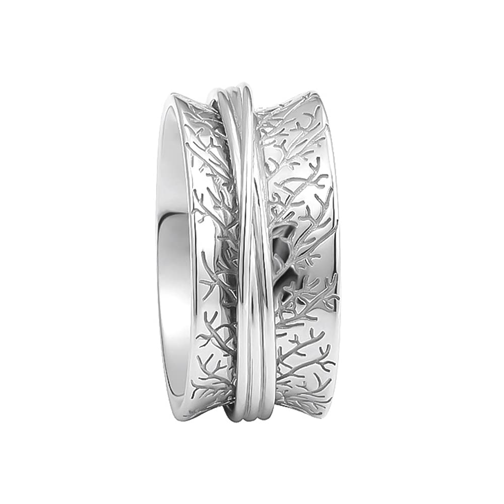 925 Sterling Silver Anxiety Ring with Beads - Fidget Spinning Rings for Women & Men - Stress Relief Worry Beads Ring for Anxiety, ADHD, OCD - Perfect for Office, Travel & Meditation