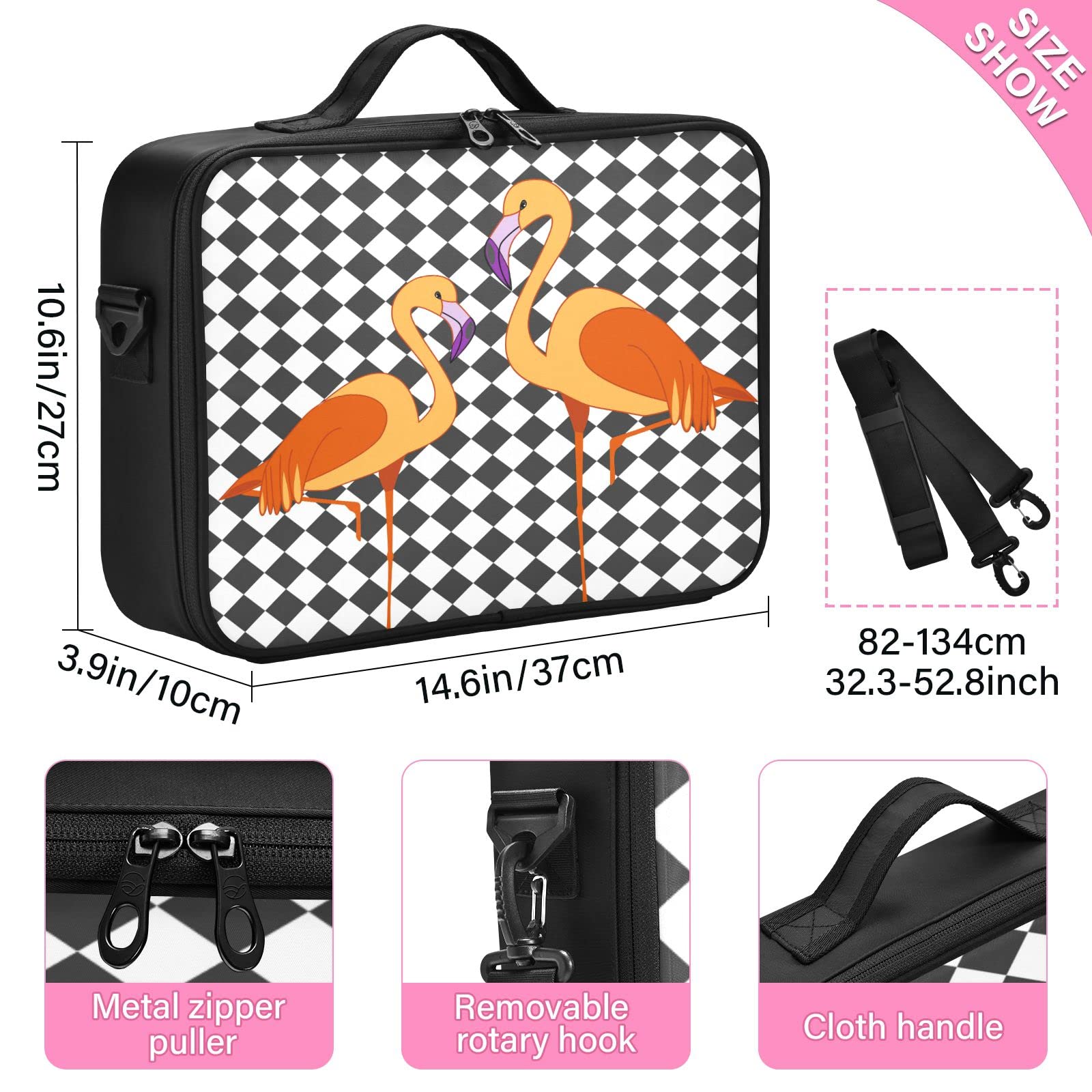 Premium Orange Flamingo Travel Makeup Bag for Women - Waterproof Cosmetic Organizer with Multiple Compartments | Perfect for Travel, Professional Makeup Artists & Daily Beauty Storage