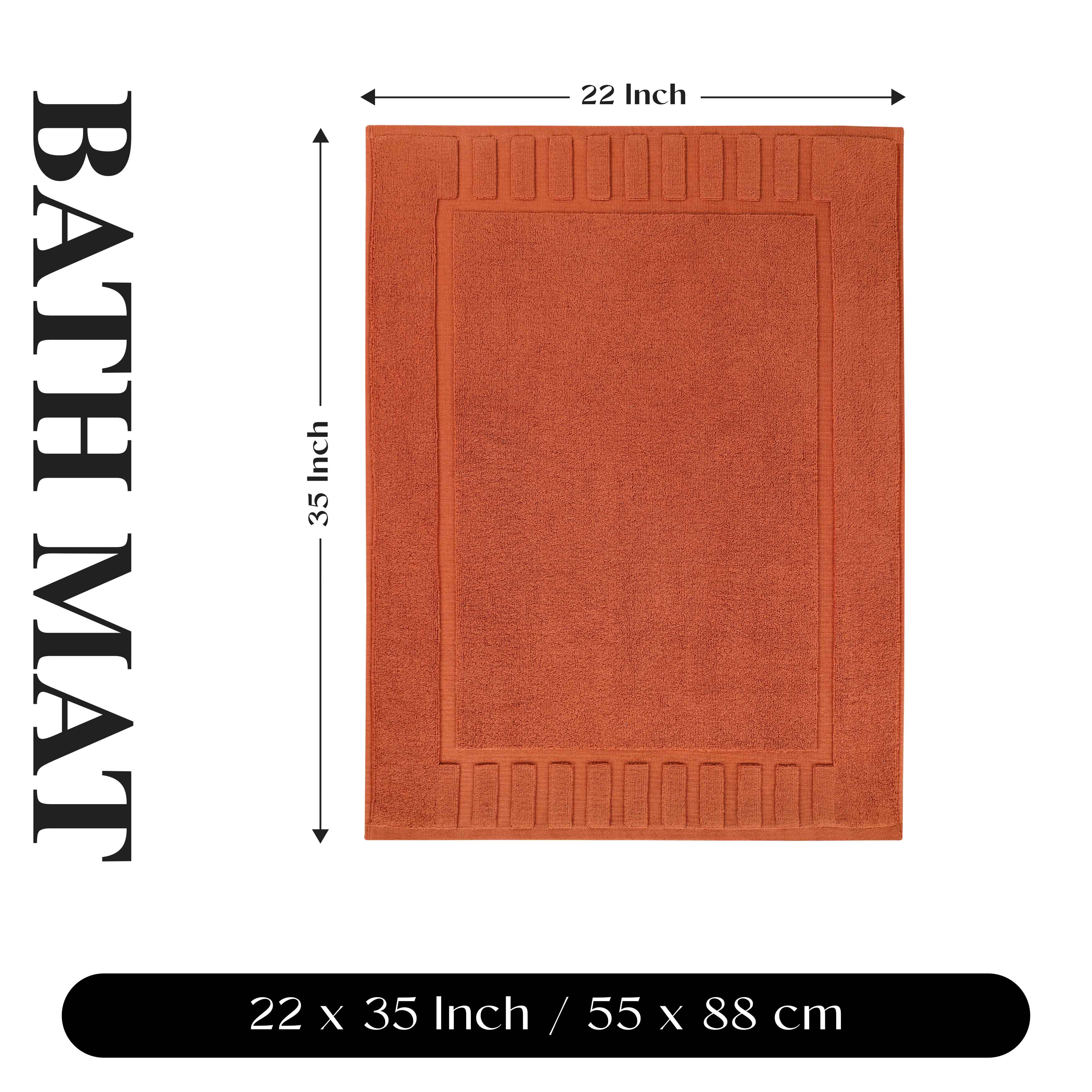 Premium Cotton Modern Geometric Border Absorbent Bath Mat Set of 2 - Non-Slip Soft Bathroom Rug for Bathroom Floor, Shower, Vanity Area - Home Decor Essentials