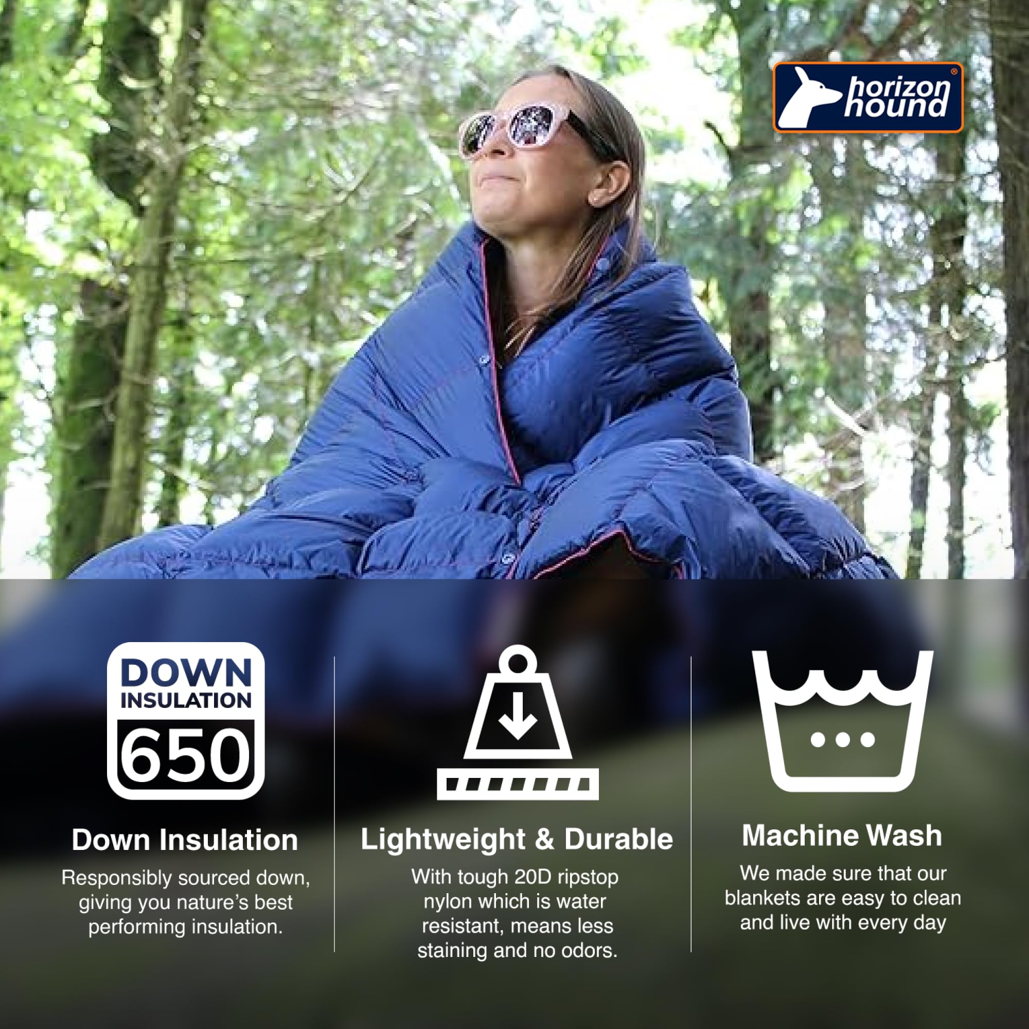 **Horizon Hound Down Camping Blanket - Lightweight & Water-Resistant Outdoor Quilt for Camping, Hiking, Travel | Insulated & Packable Gear for Sleep, Stadium, Festivals | Sustainable & Warm for Backpacking, Picnics, Beach Trips**